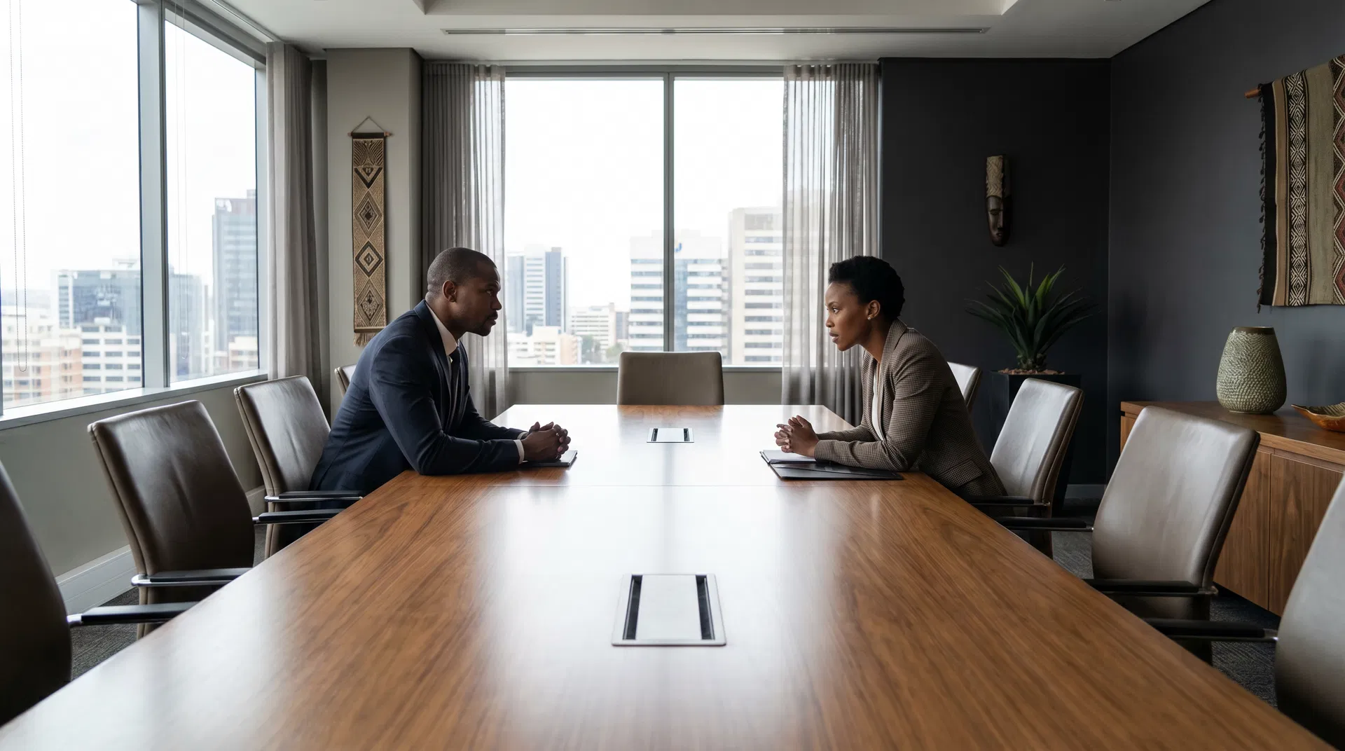 Professional meeting room representing a formal disciplinary hearing process