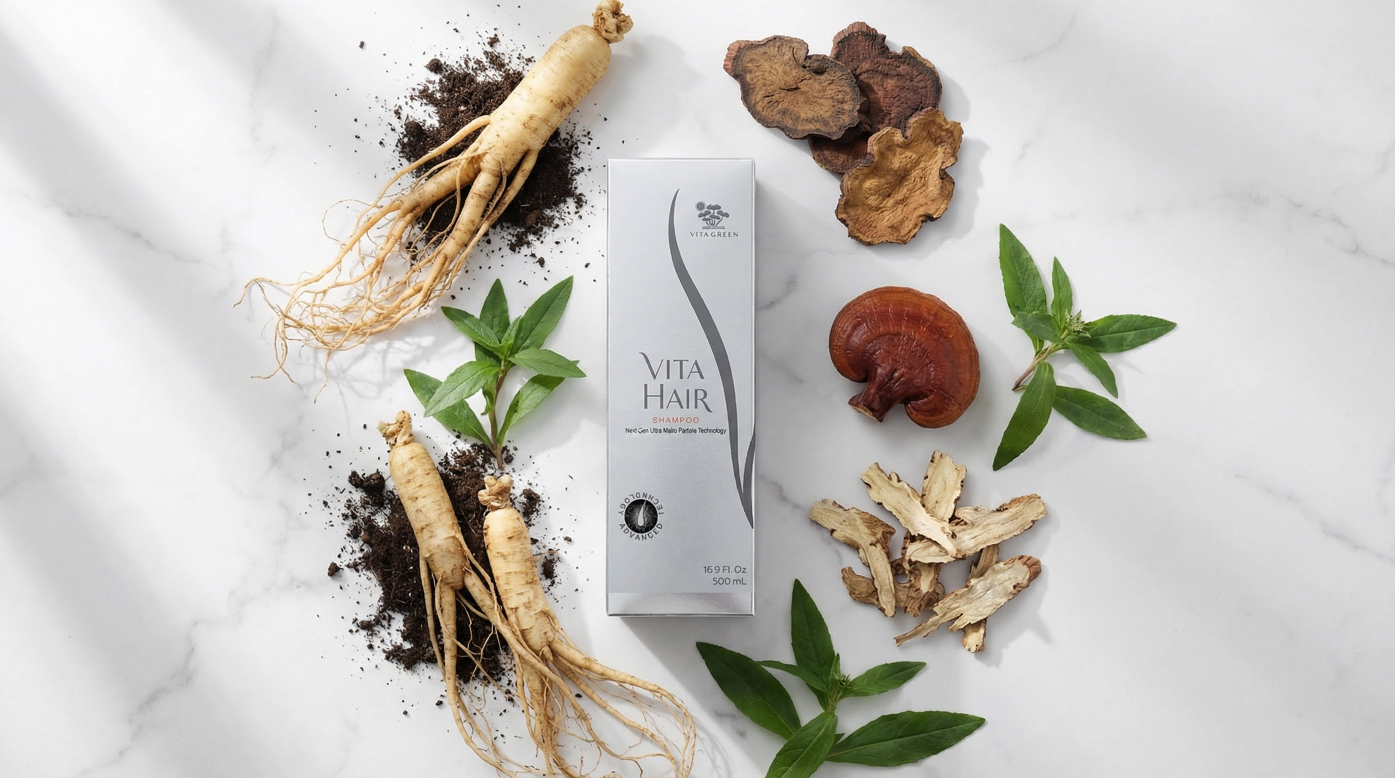 Vita Hair NXG Tech ingredients flat-lay