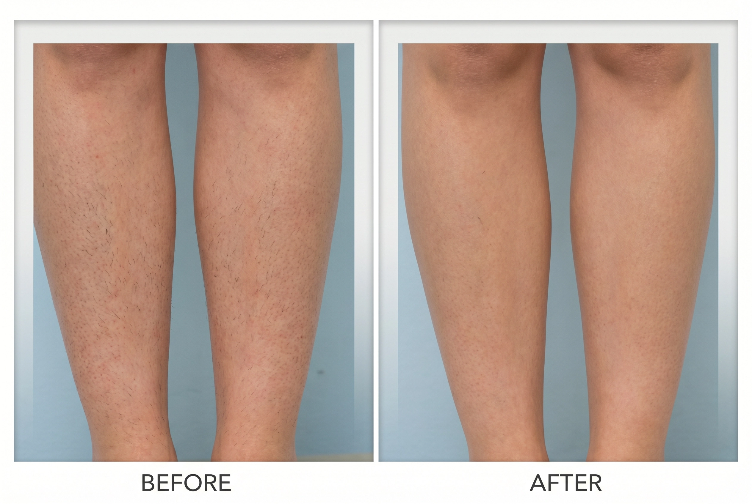 Voor en na laserontharing benen