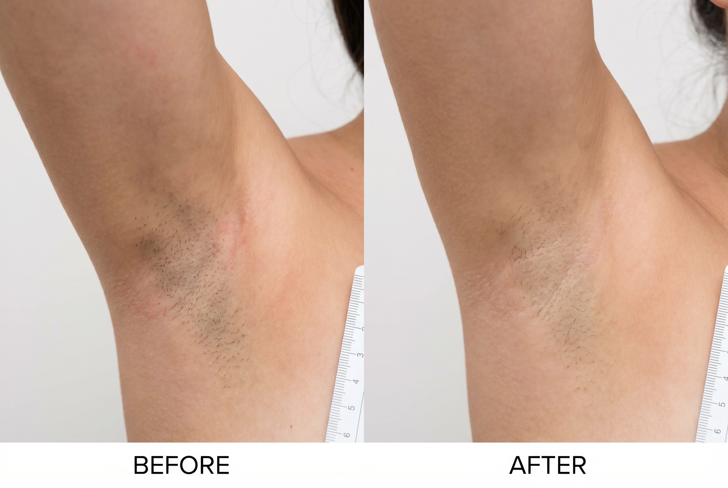 Voor en na laserontharing oksels