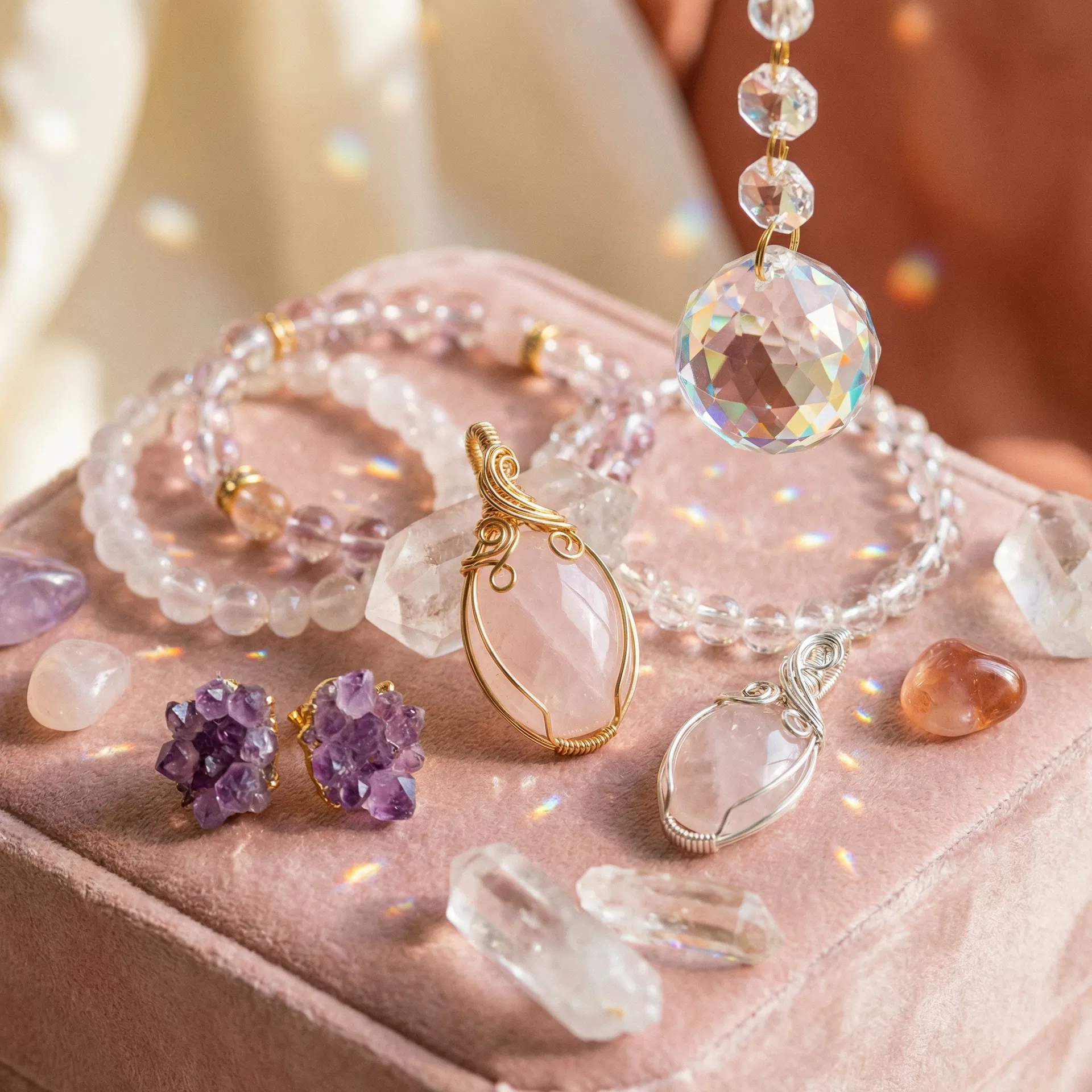 Wire-Wrapped Crystal Pendants