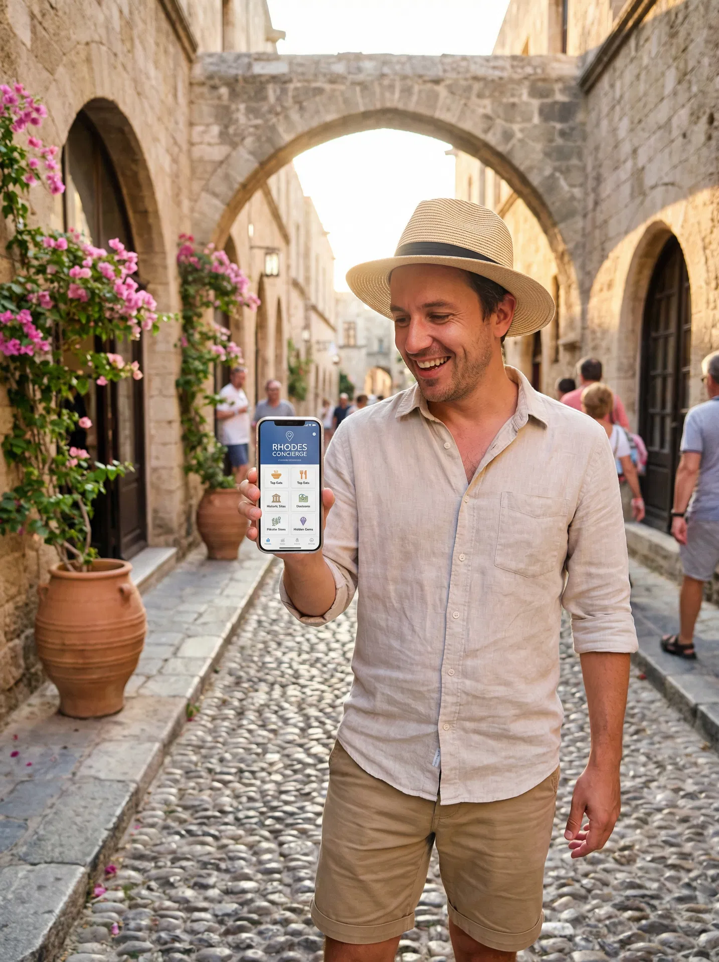 Tourist using Digi-Cons in Rhodes