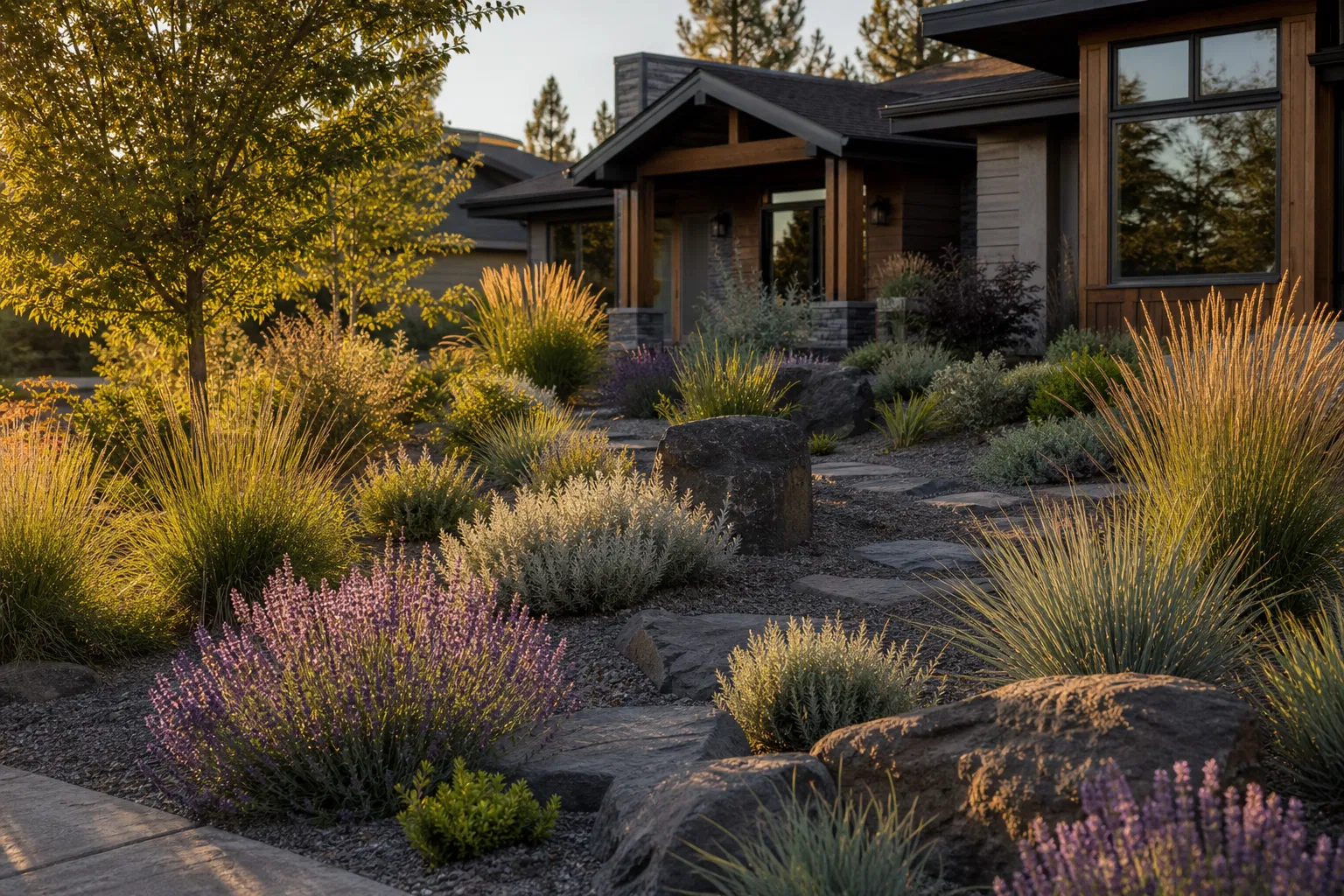 Awbrey Butte Xeriscape — Night View