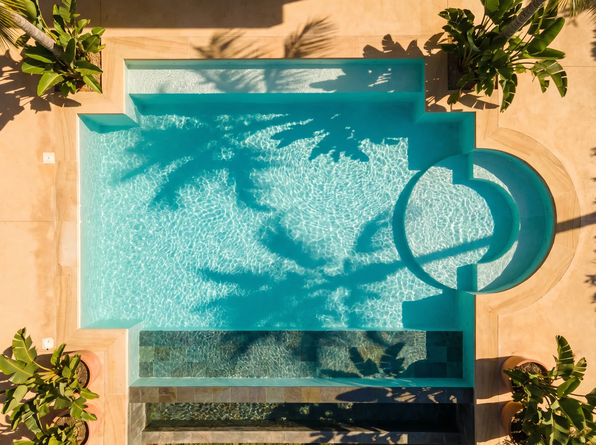 Aerial view of a luxury pool