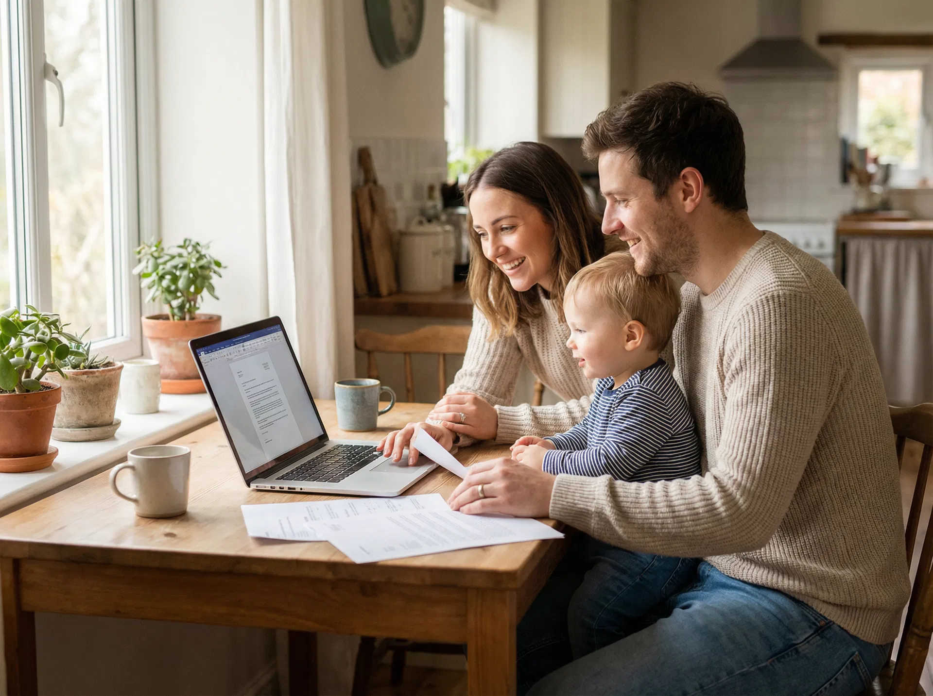 Family reviewing insurance options