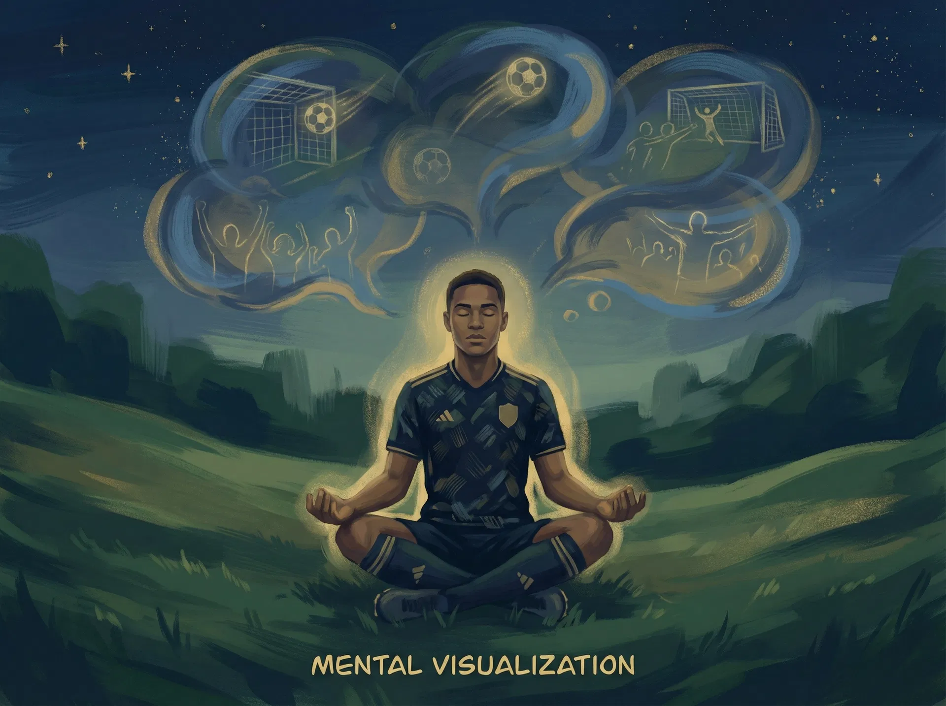 Soccer player practicing mental visualization and imagery