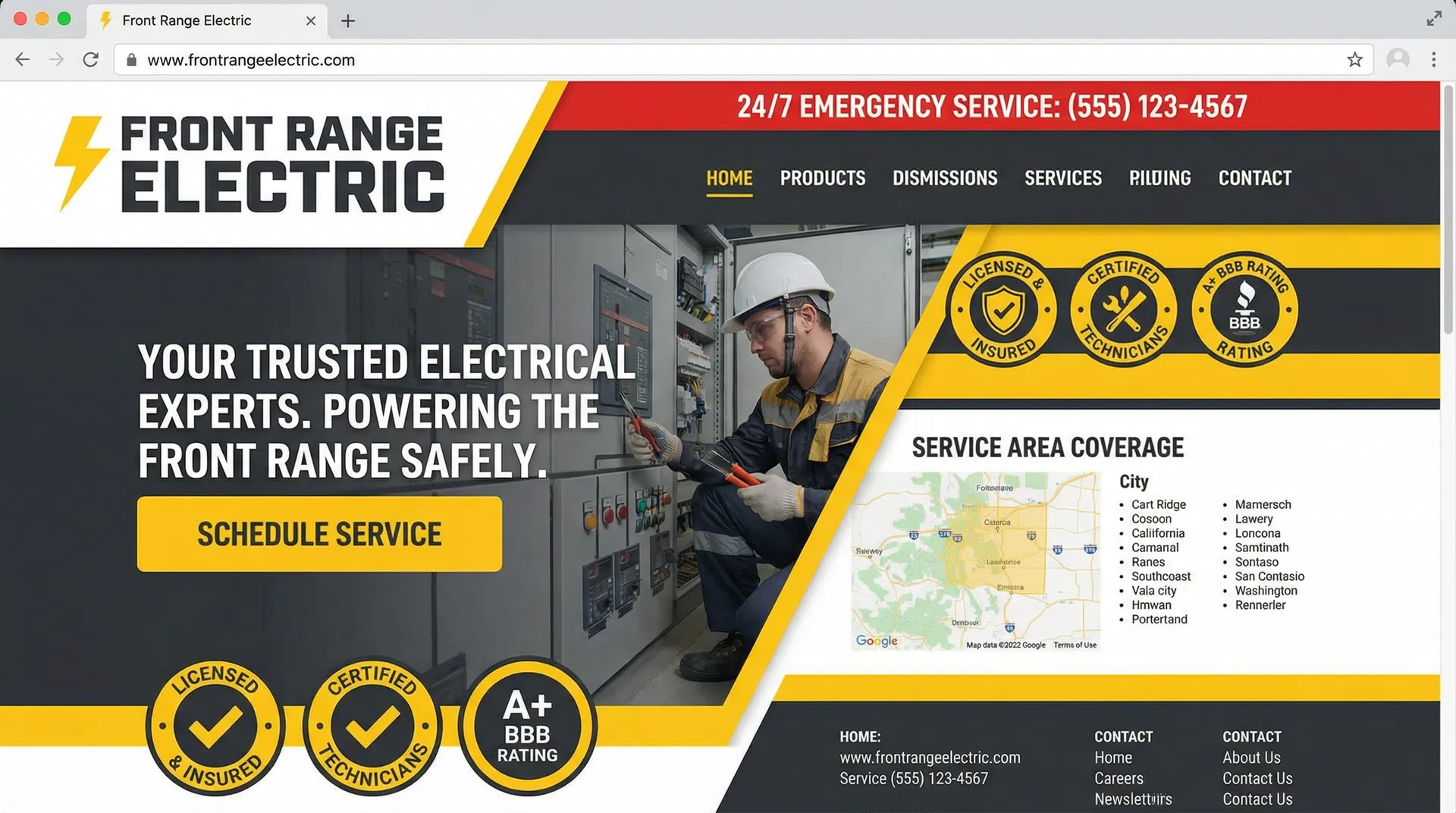 Front Range Electric website homepage
