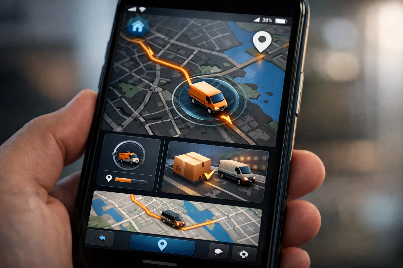 Real-time package tracking on mobile device