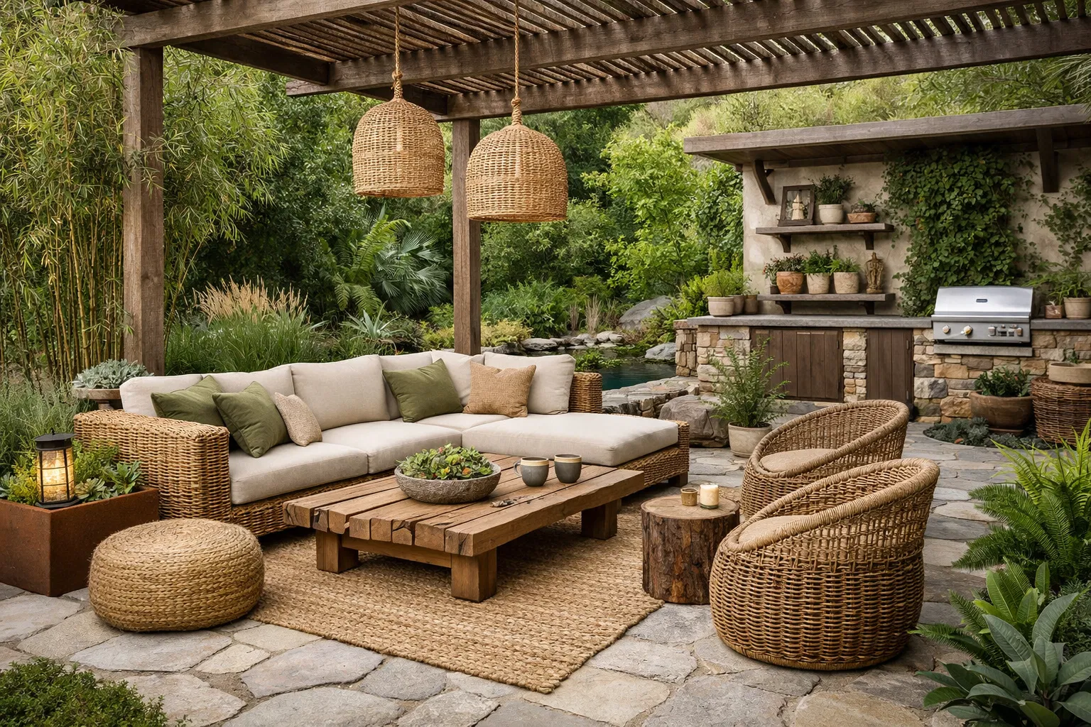 Eco-friendly outdoor patio with sustainable materials