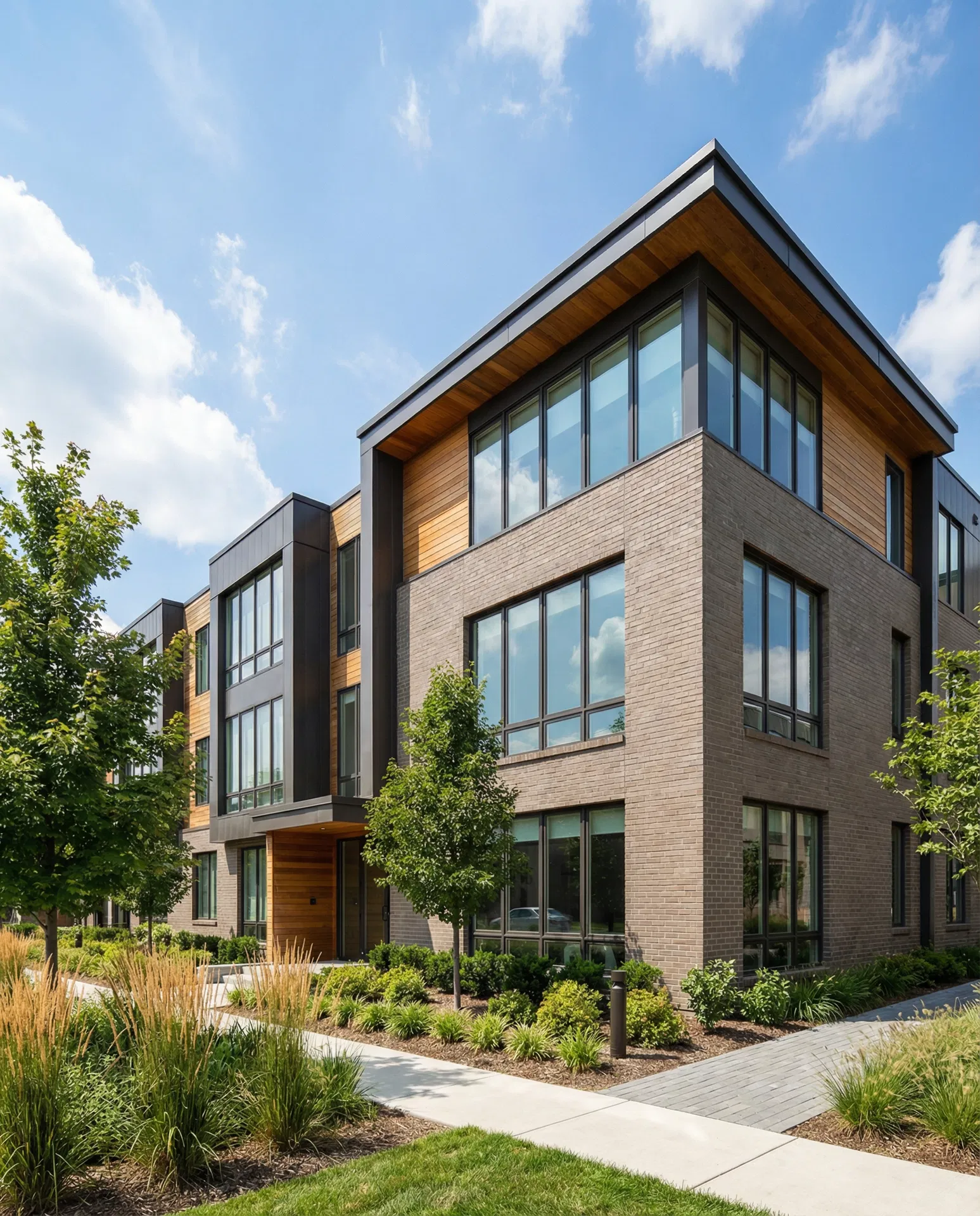 Modern multifamily apartment building