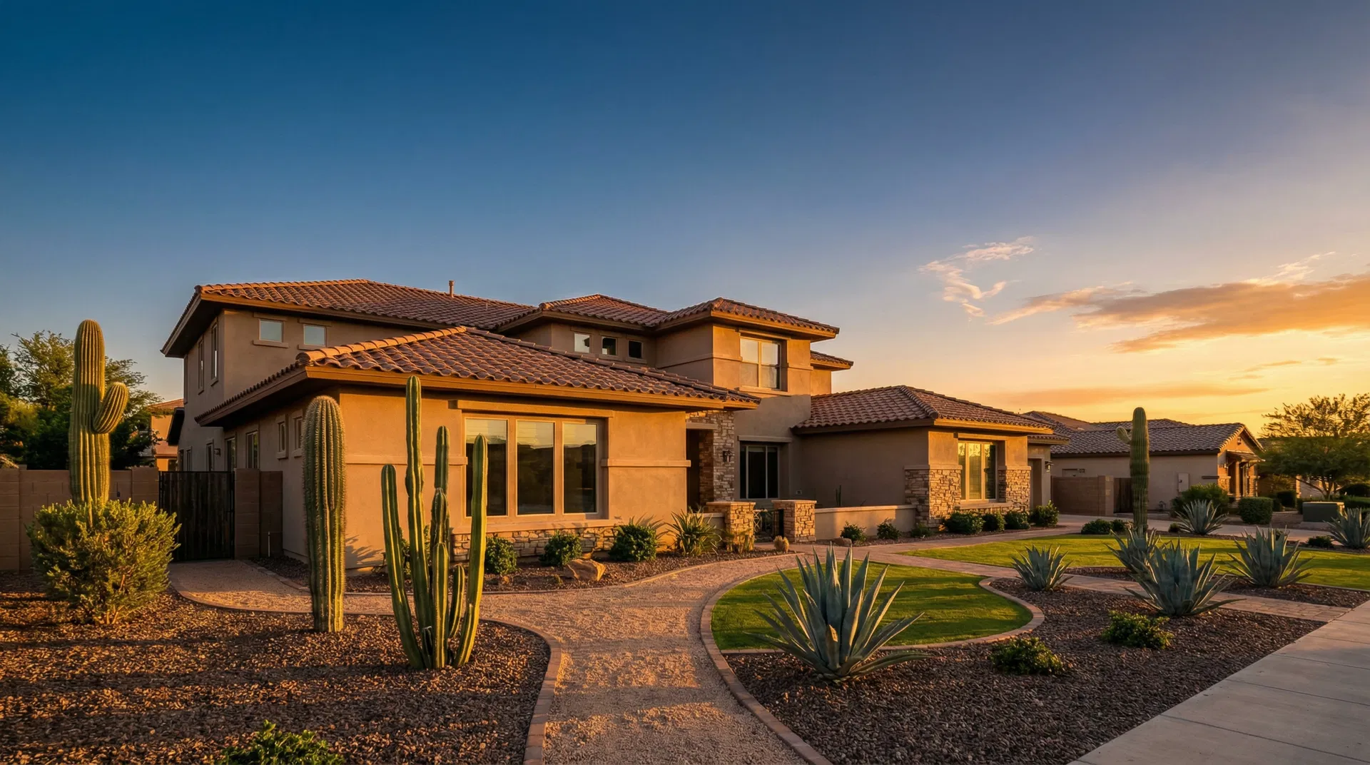 Phoenix Arizona home at sunset