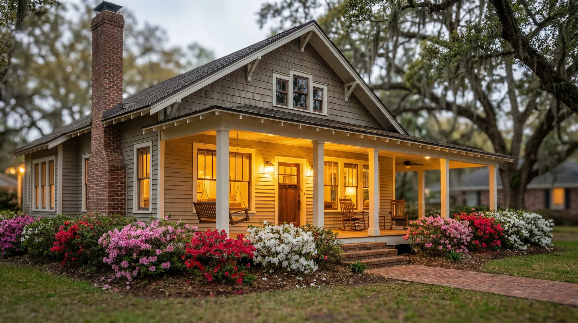 Louisiana home at dusk