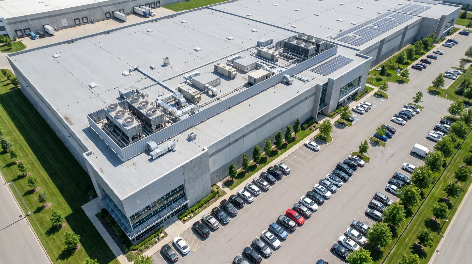 Aerial view of commercial property