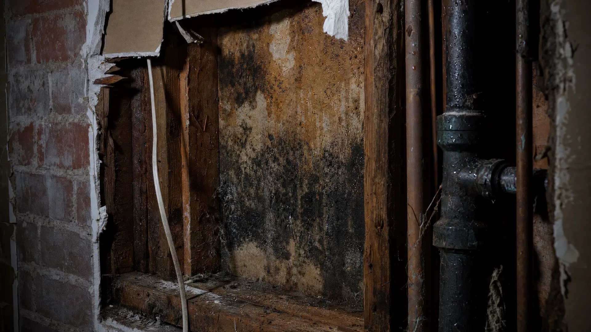 Hidden mold and moisture damage behind drywall in an older Nashville Tennessee home