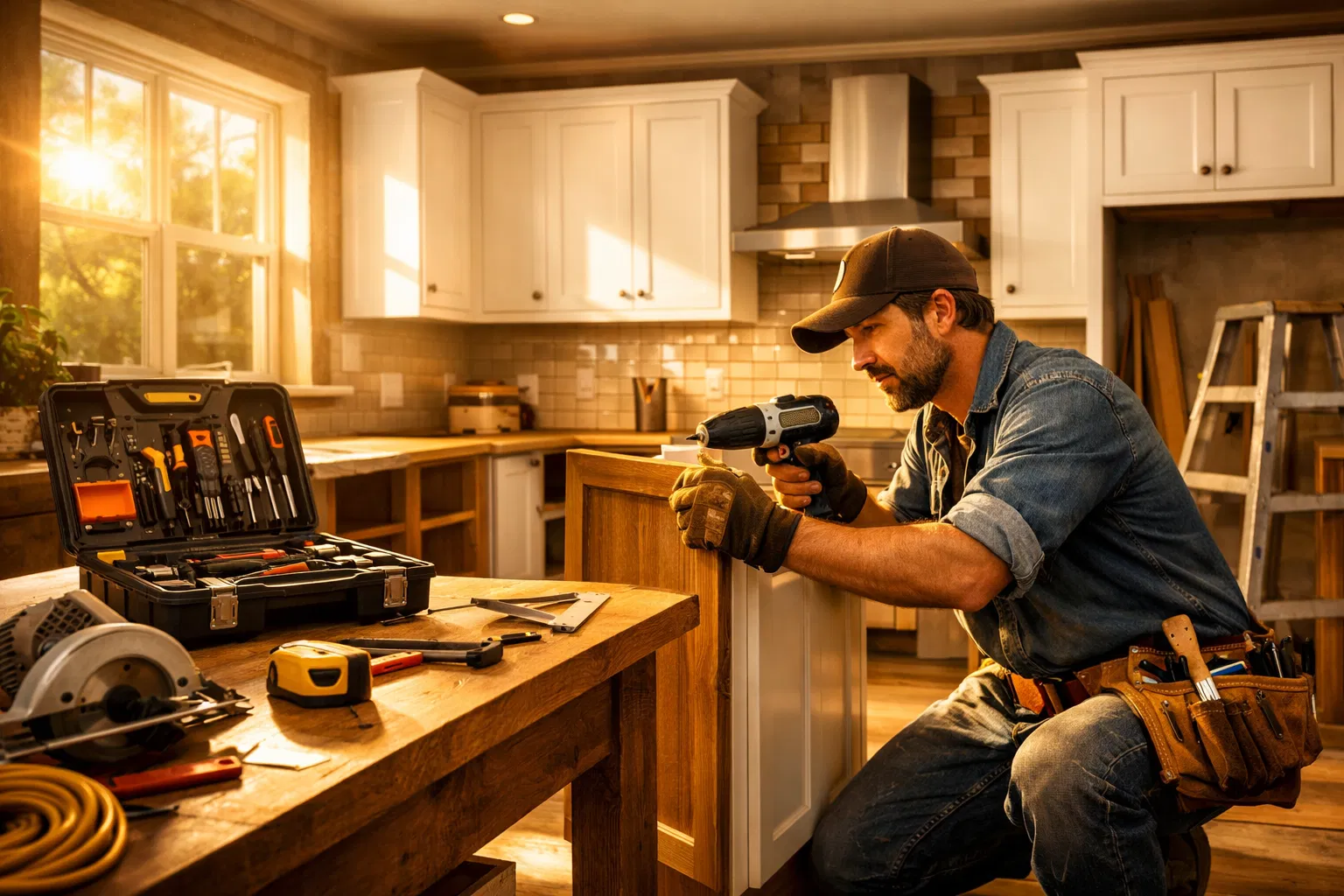 Professional handyman at work