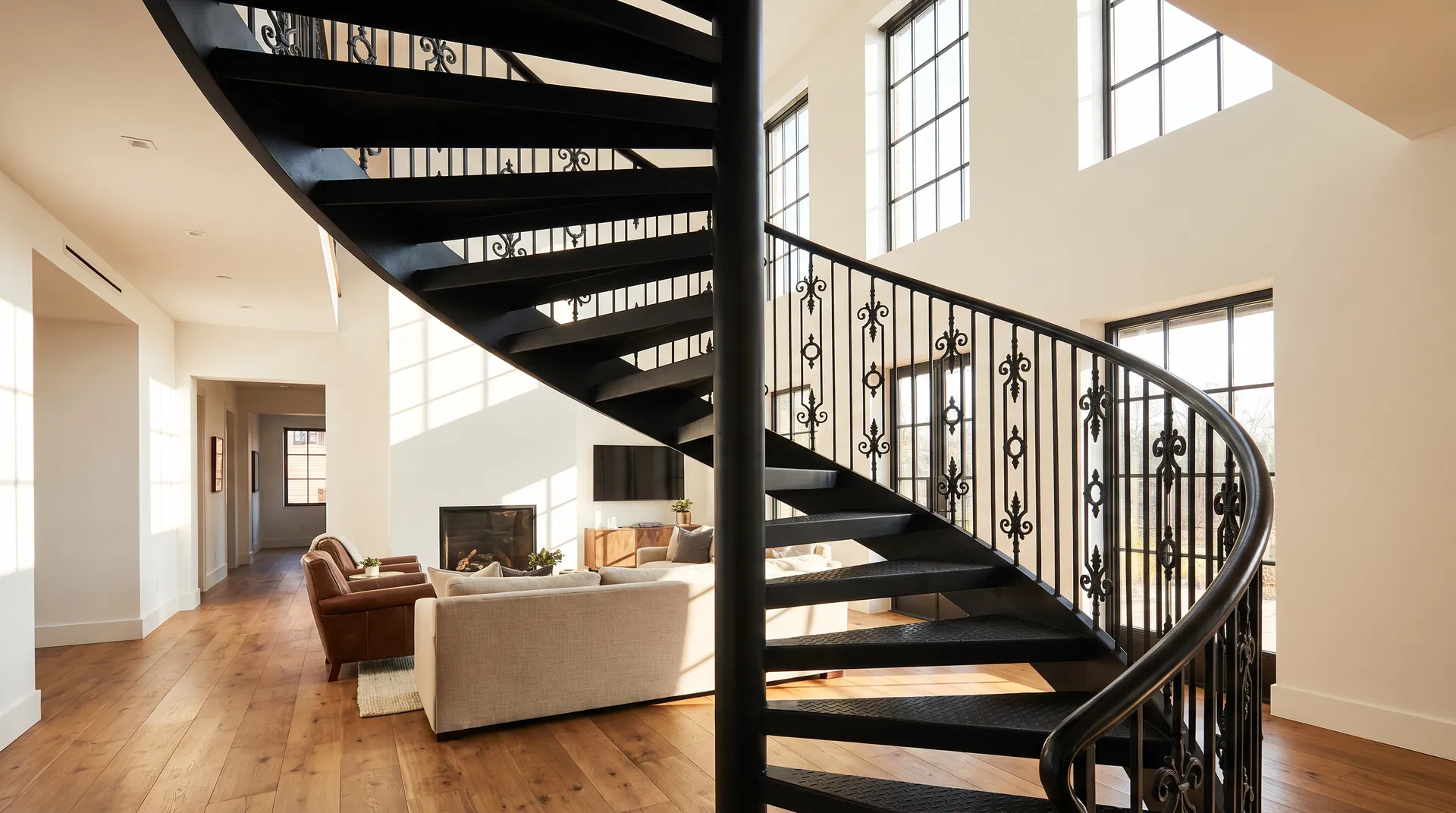 Indoor spiral staircase