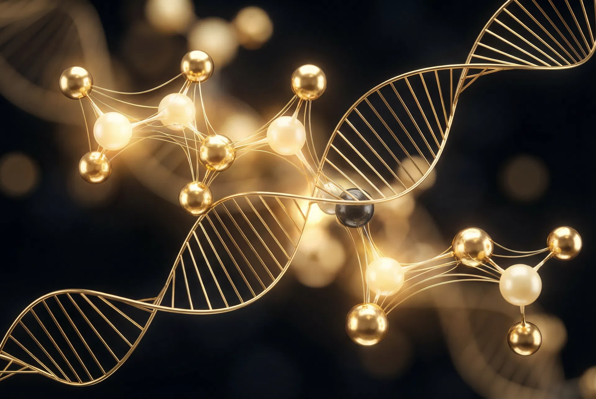 Peptide amino acid chains and DNA helix