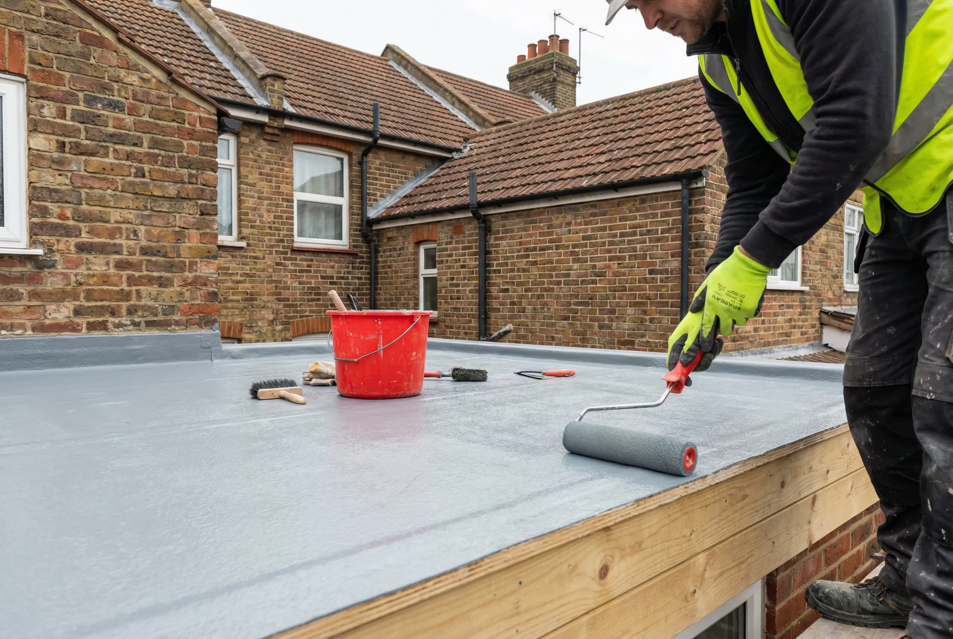 Flat roofing GRP installation
