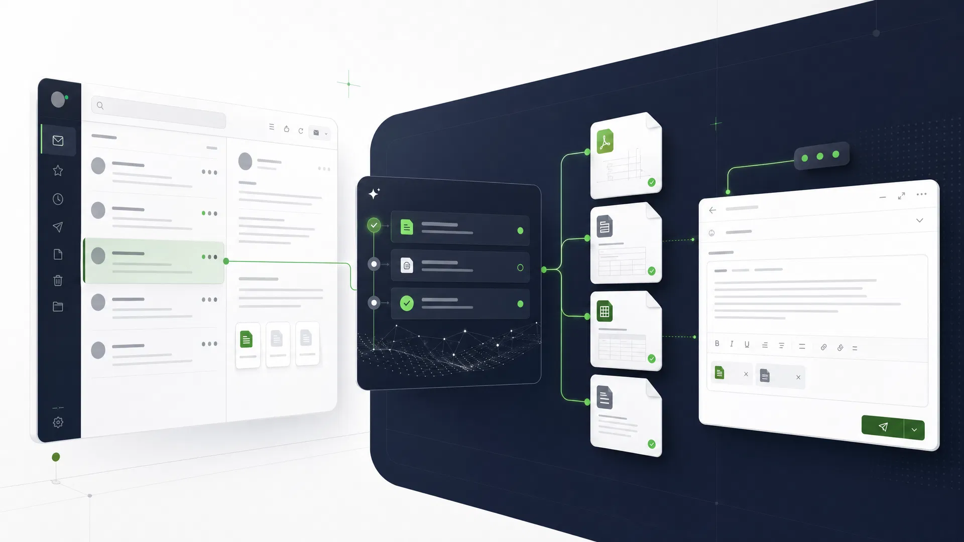 Abstract AttachFlow inbox automation dashboard preview