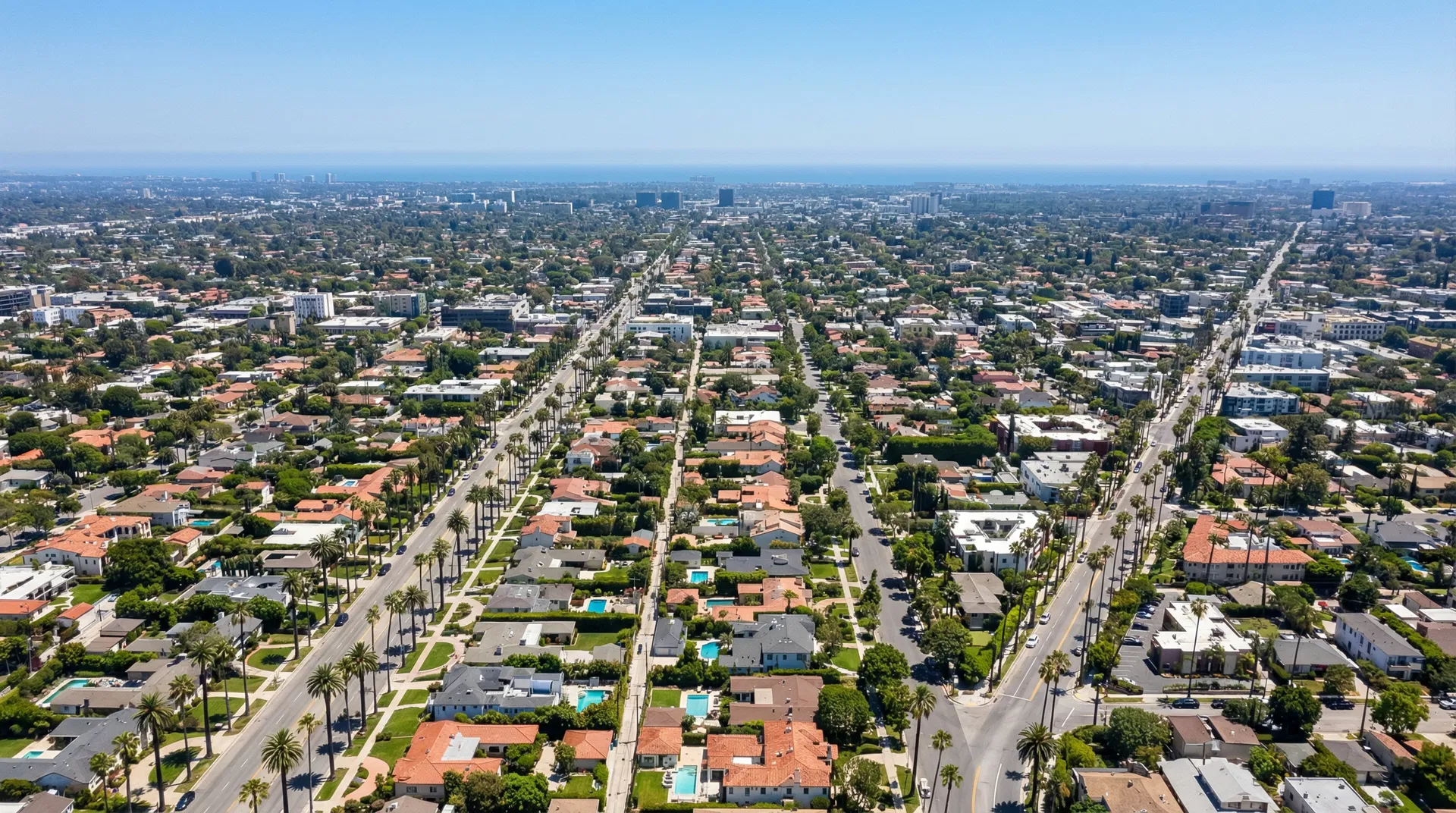 Aerial view of Los Angeles neighborhoods