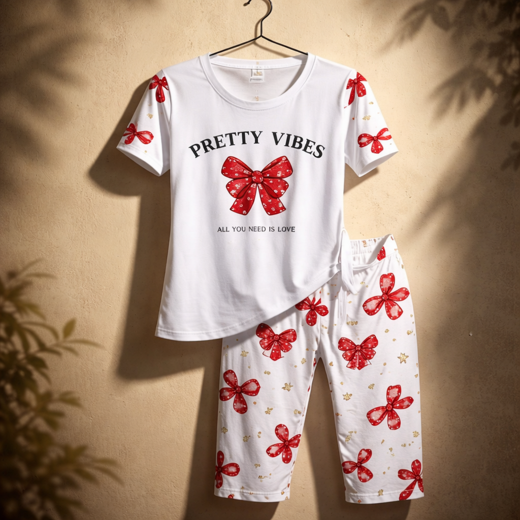 2-Piece Pajama T-Shirt & Capri Pants Set - alternate