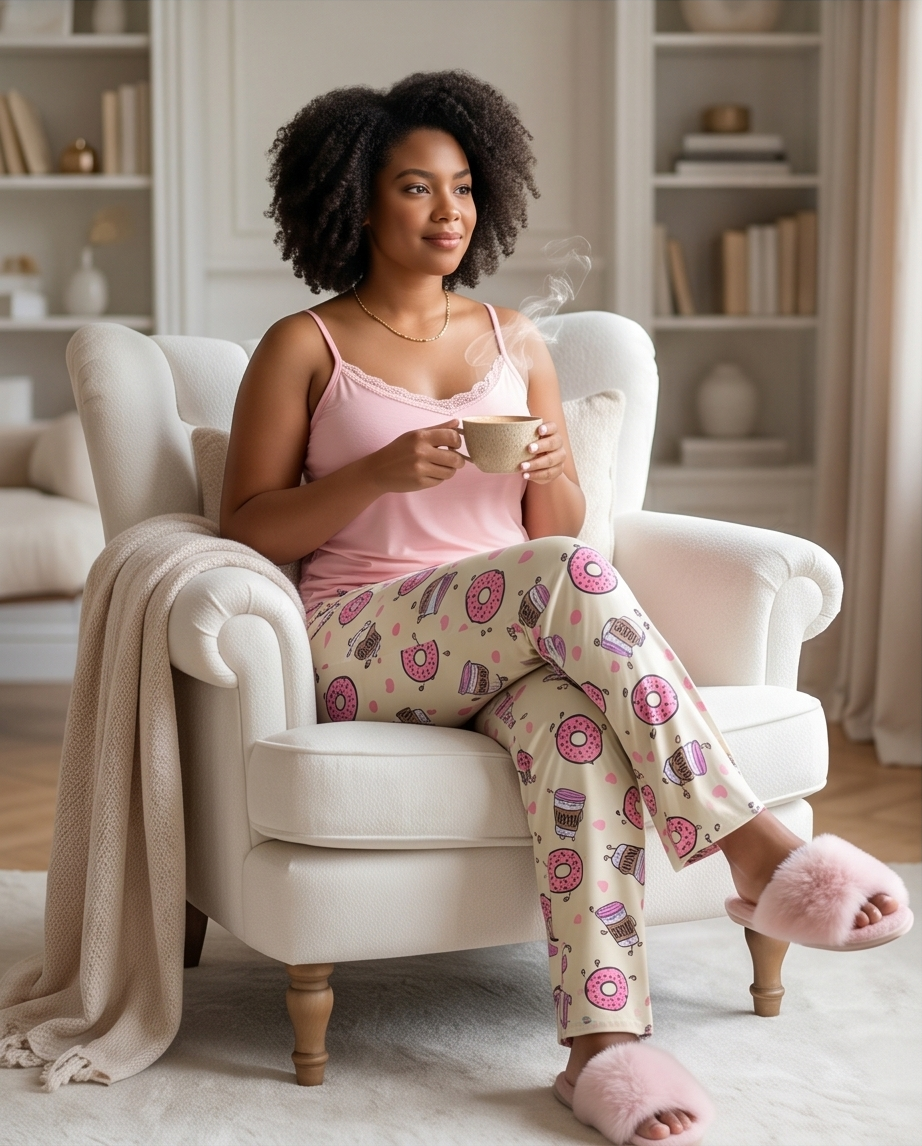 2-Piece Tie Front Tank Top & Pajama Pants Set - alternate
