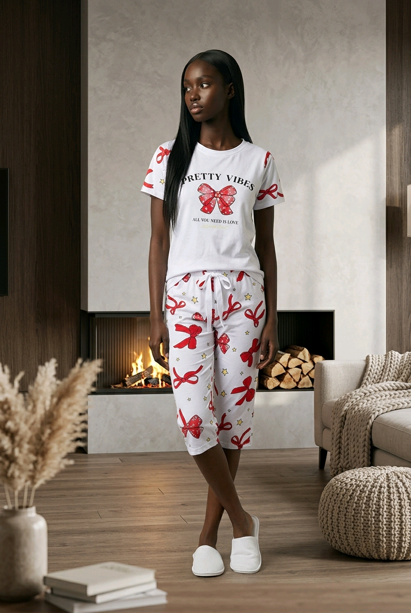 2-Piece Pajama T-Shirt & Capri Pants Set