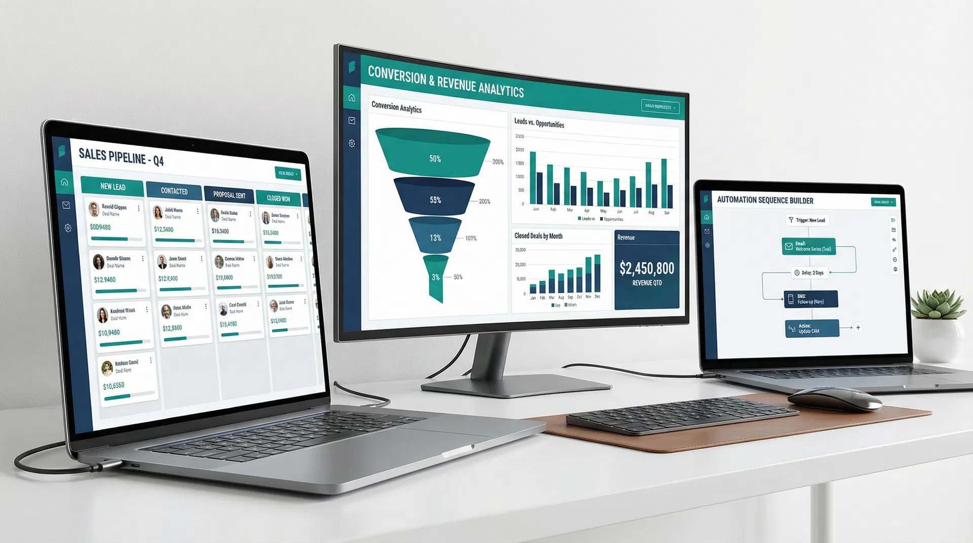 Pipeline360 — Sales pipeline, conversion analytics, and automation sequence builder