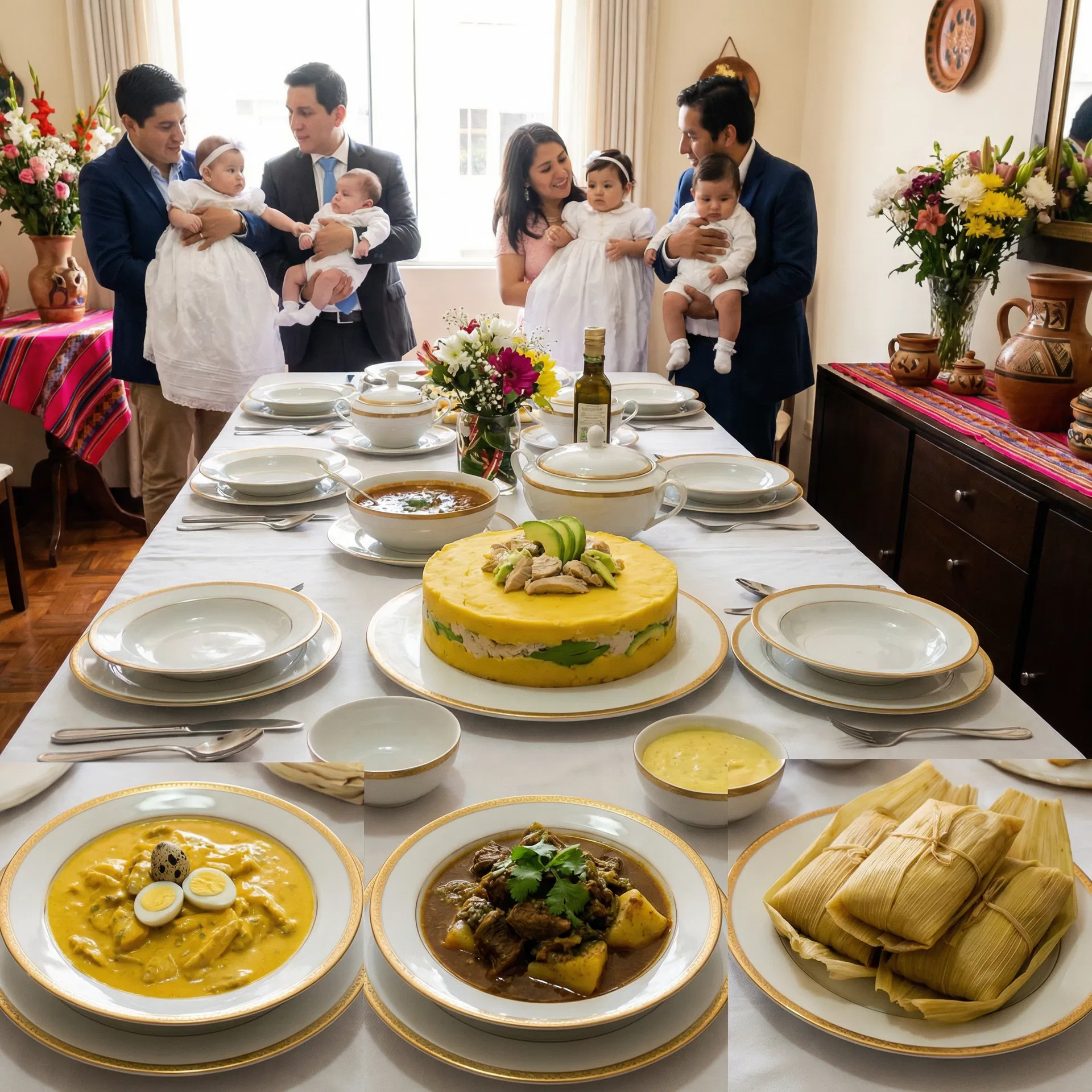 Paquete Bendición Criolla: almuerzo buffet con ají de gallina, seco de res, causa limeña y tamales para bautizo