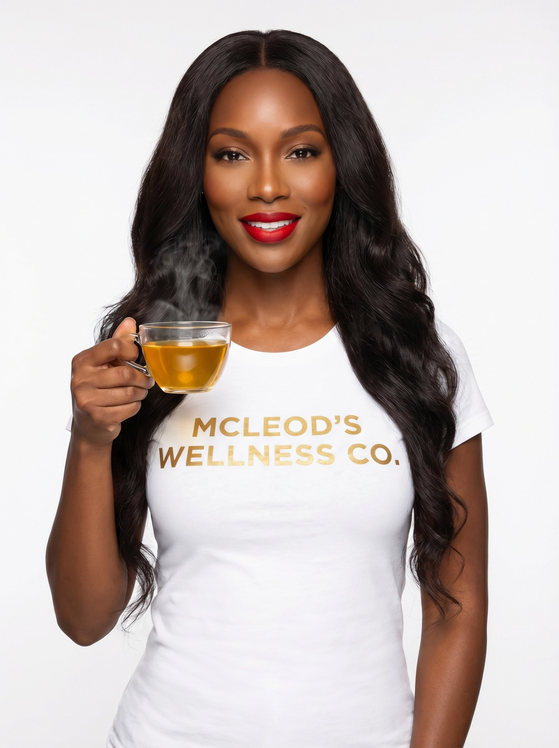 Black woman wearing Sip the Tea empowerment graphic t-shirt with jeans