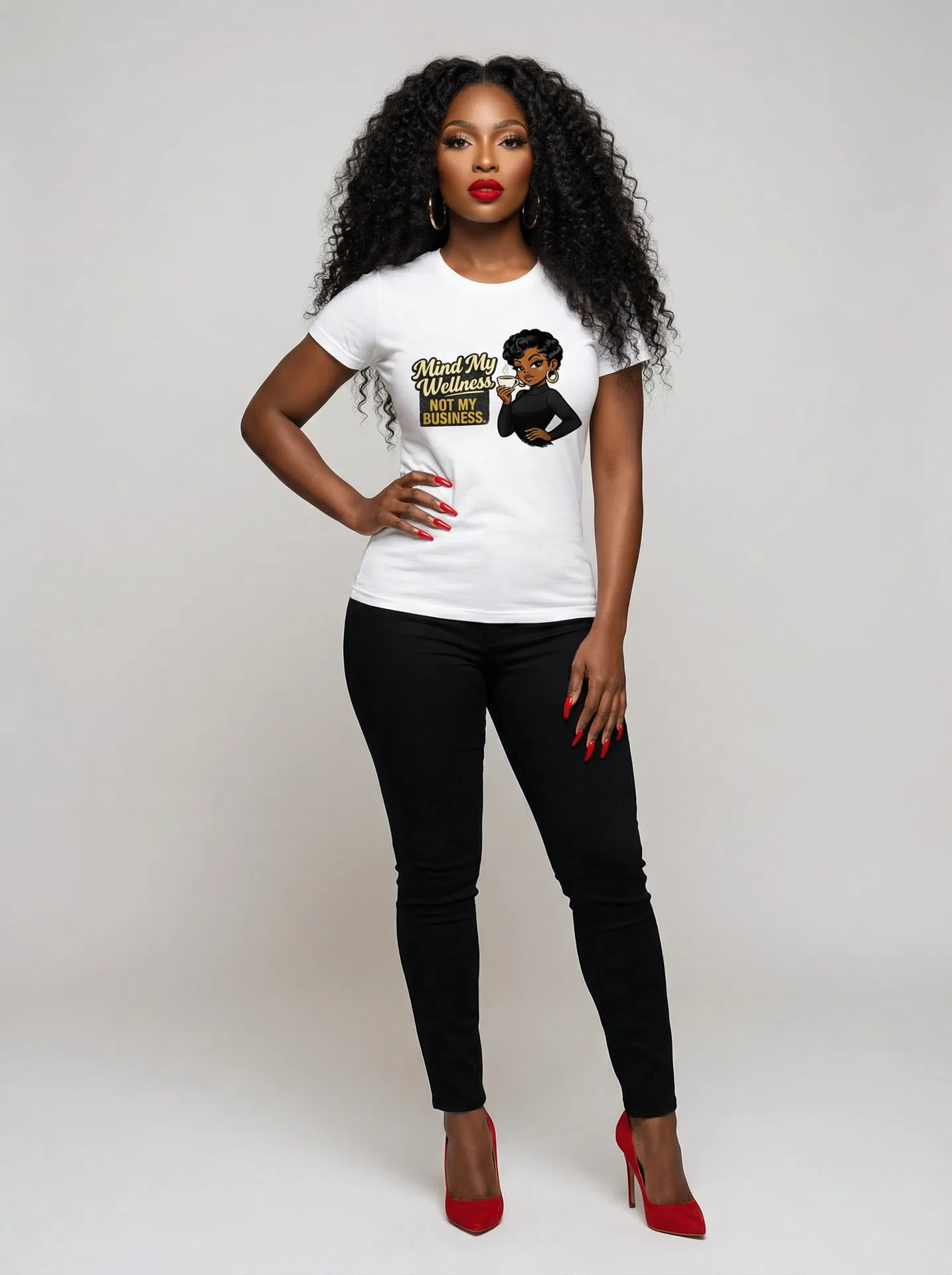 Mind My Wellness Not My Business tee on model