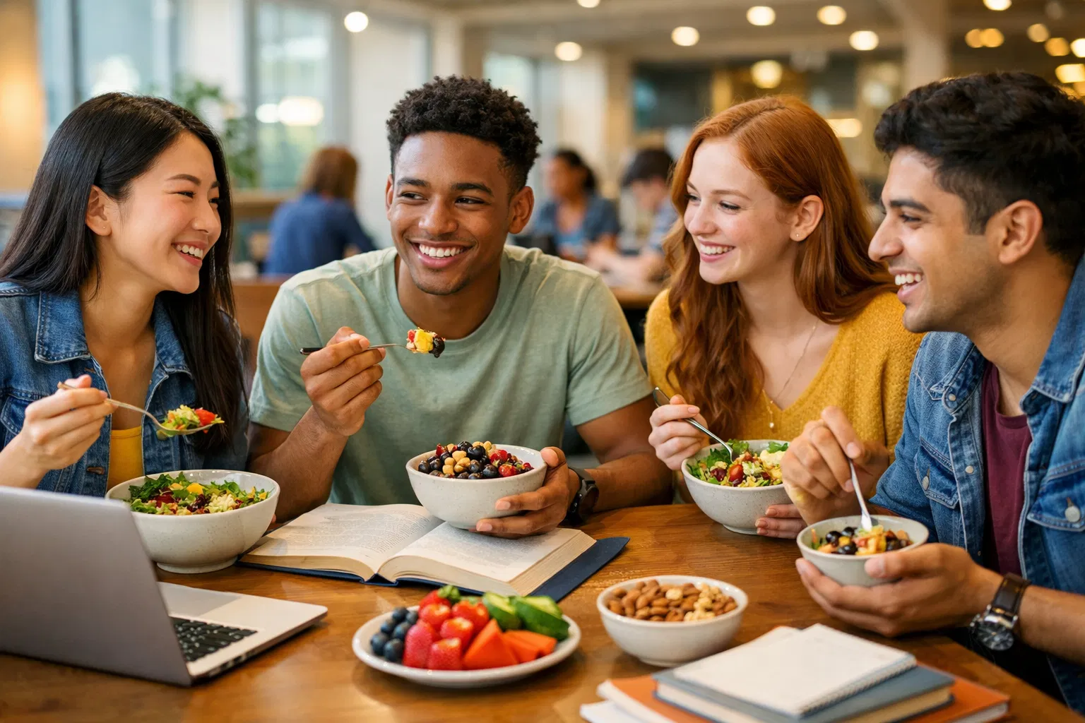 Students eating healthy