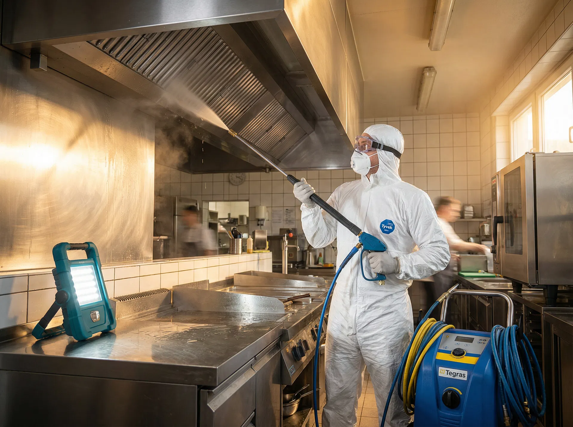 Técnico a limpar exaustor com tecnologia VentusClean