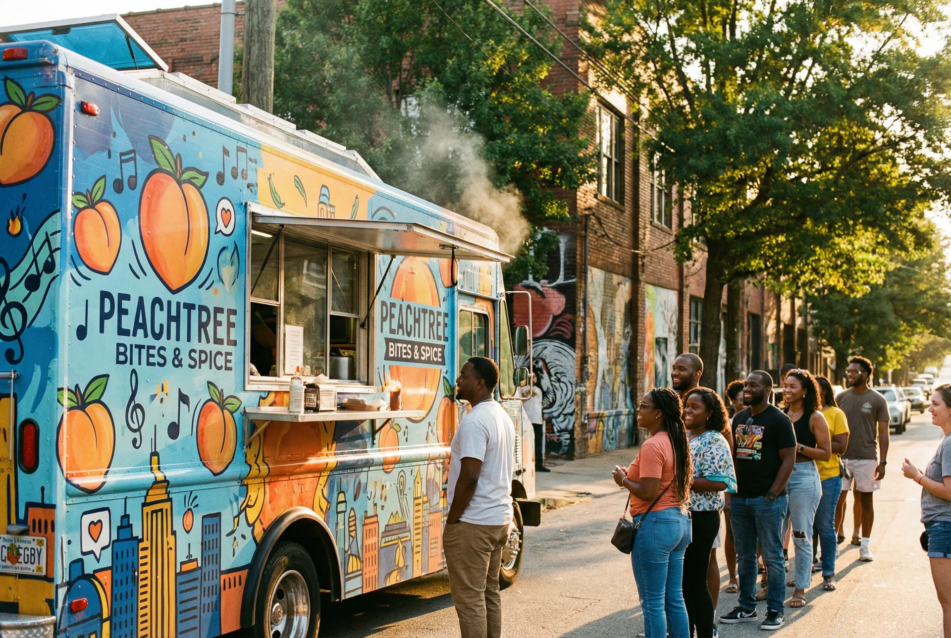 Food truck serving customers in Atlanta