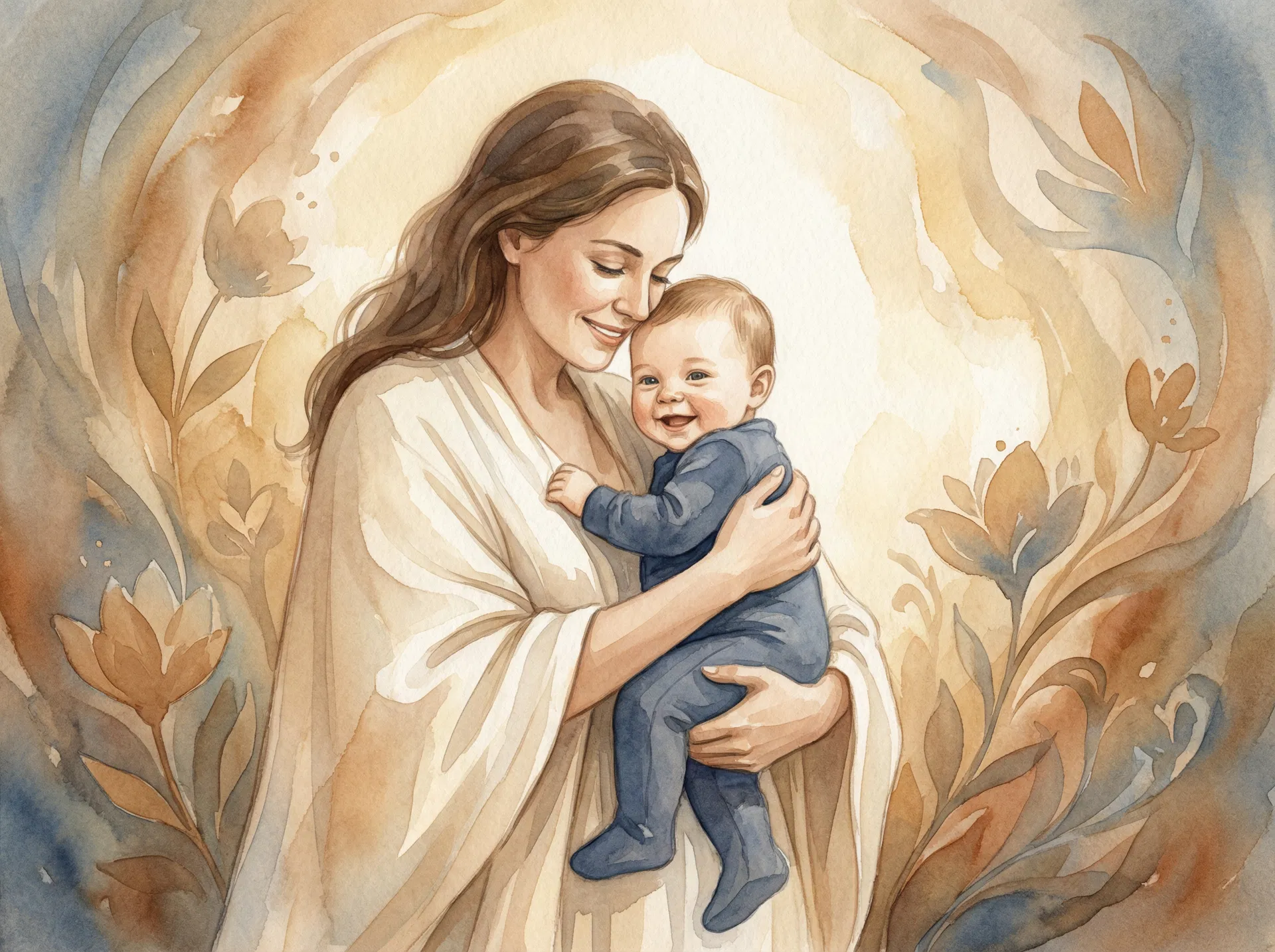 Mother holding baby - hope and healing illustration