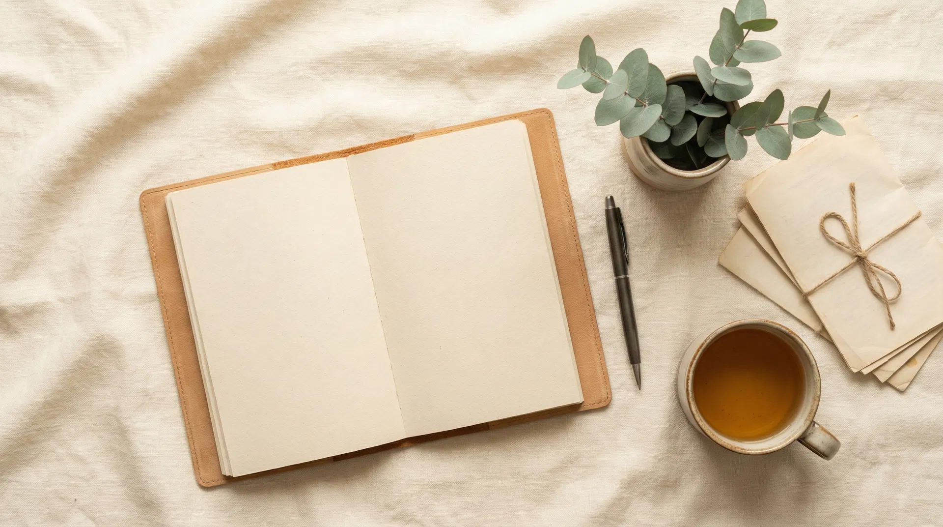 Notebook and tea for planning