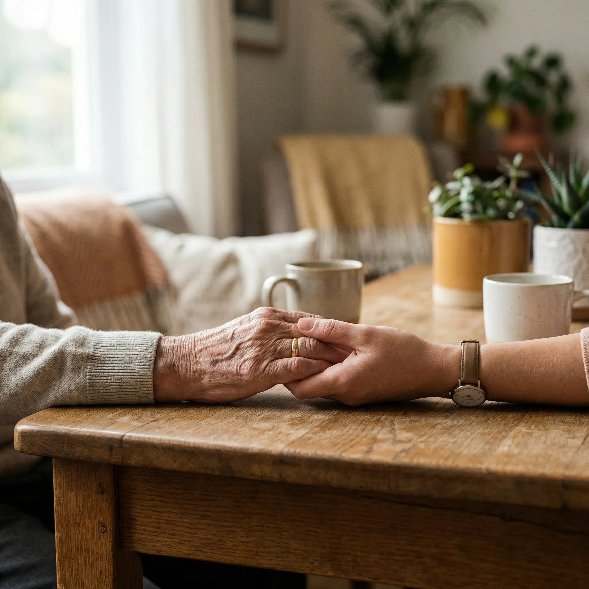 Hands clasped in compassion