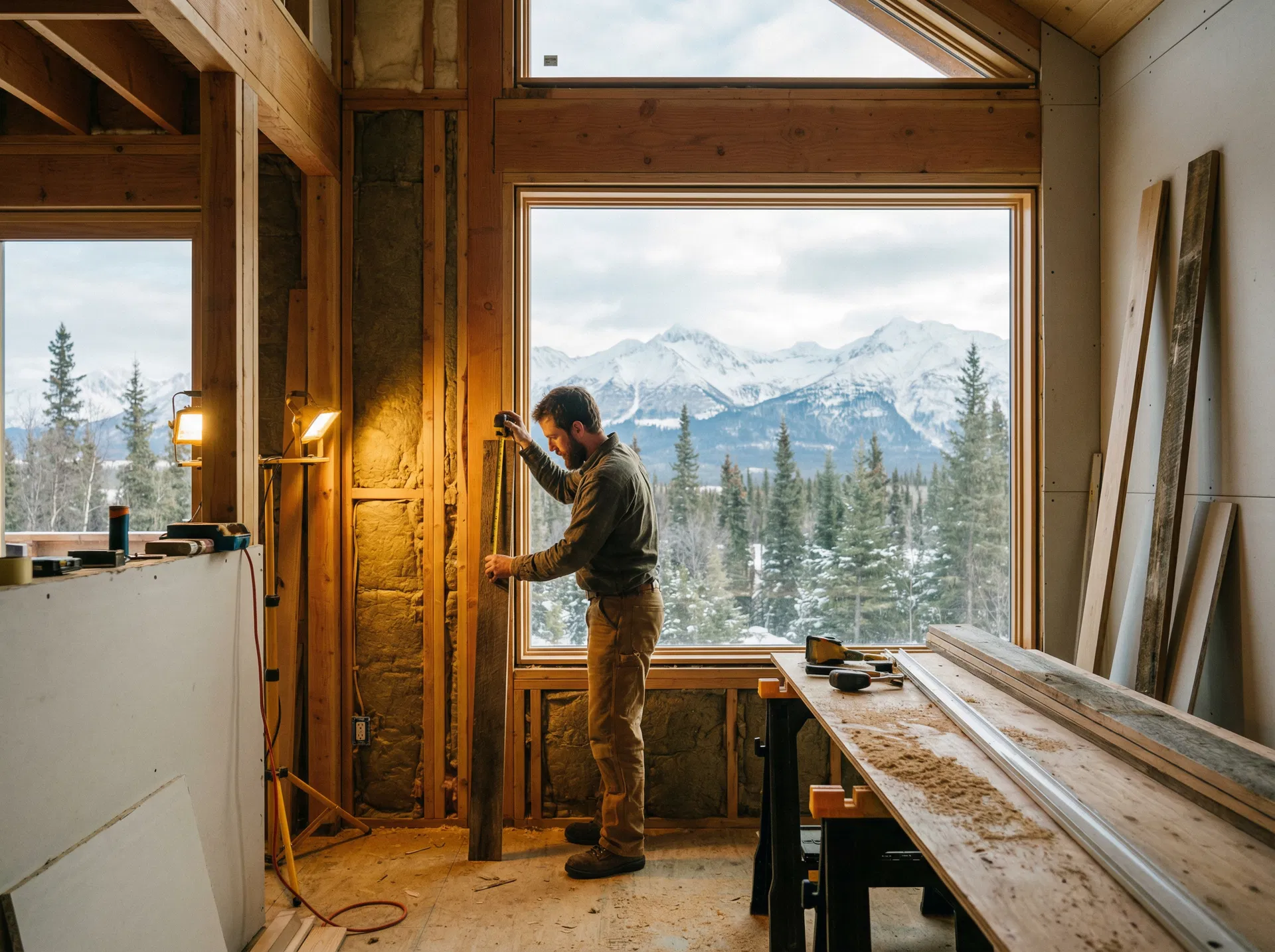 General contractor working on home construction in Alaska