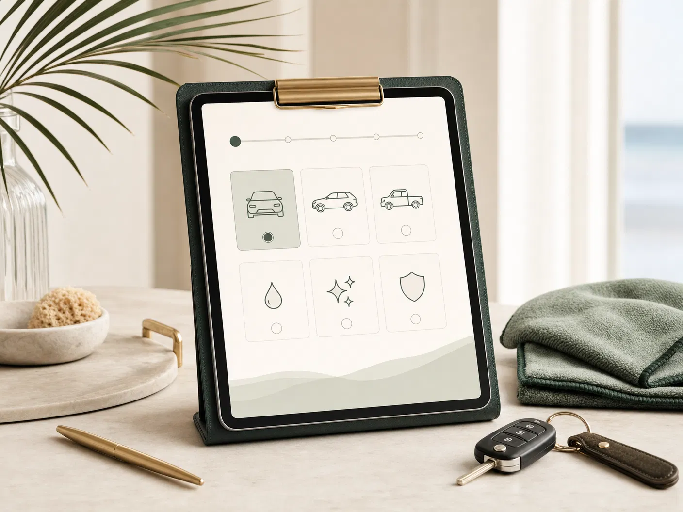 Concierge-style quiz visual for mobile detailing intake