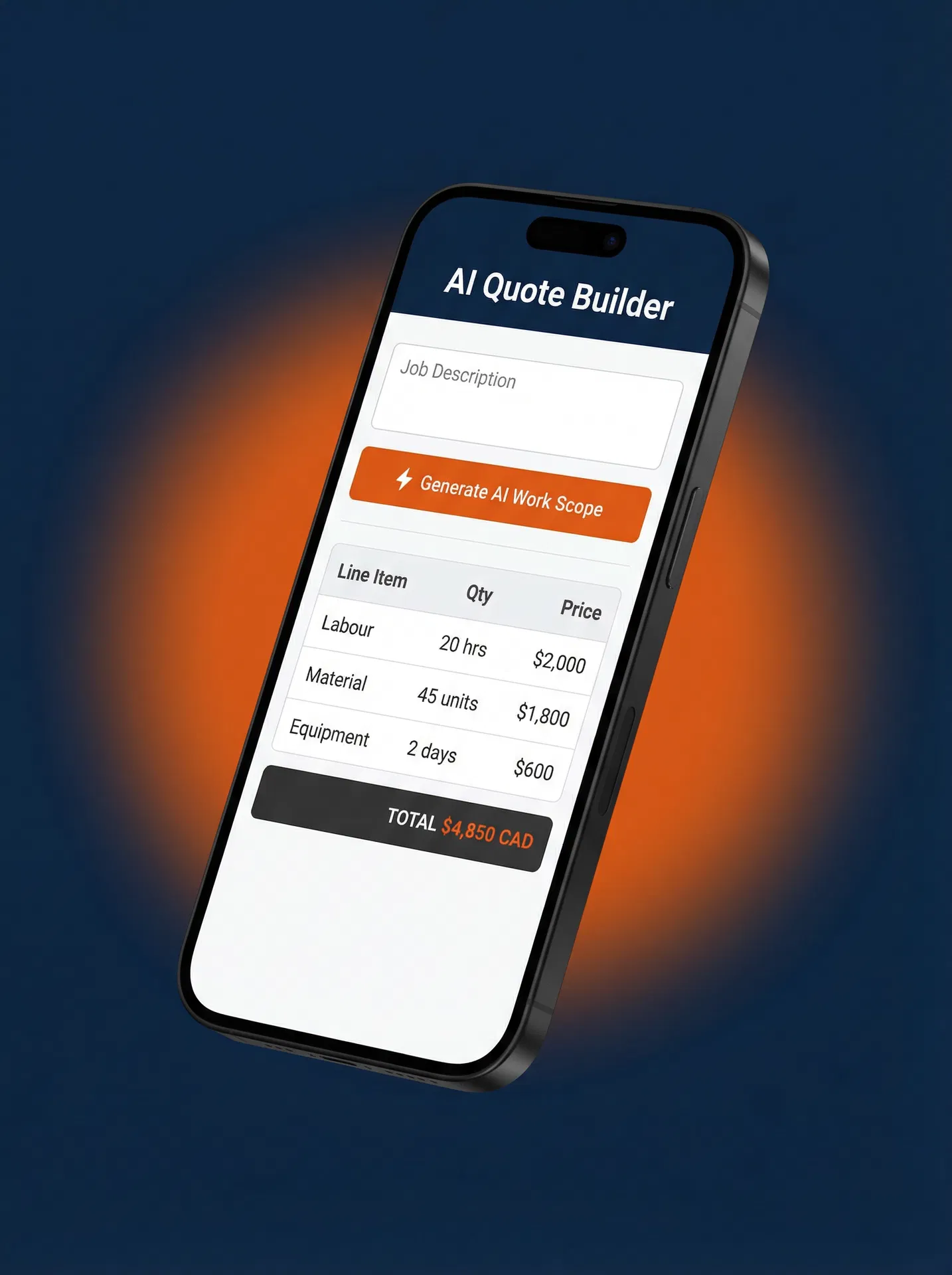Quicksess AI Quote Builder on mobile