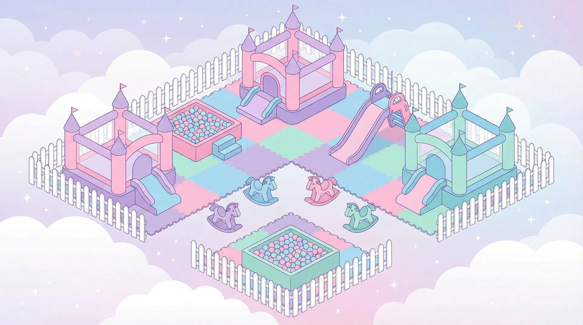 Isometric mobile playground illustration