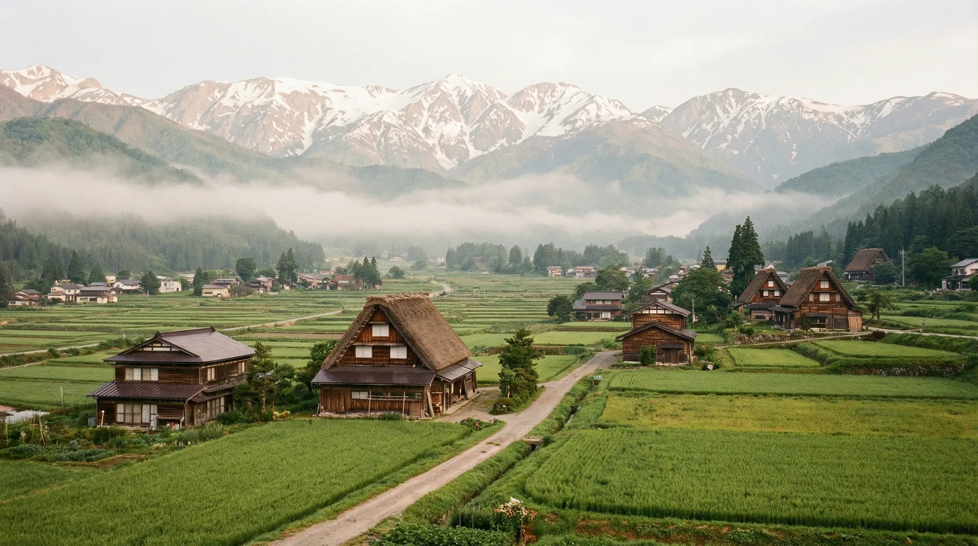白馬の原風景 — 雪を頂く白馬連峰と田園風景