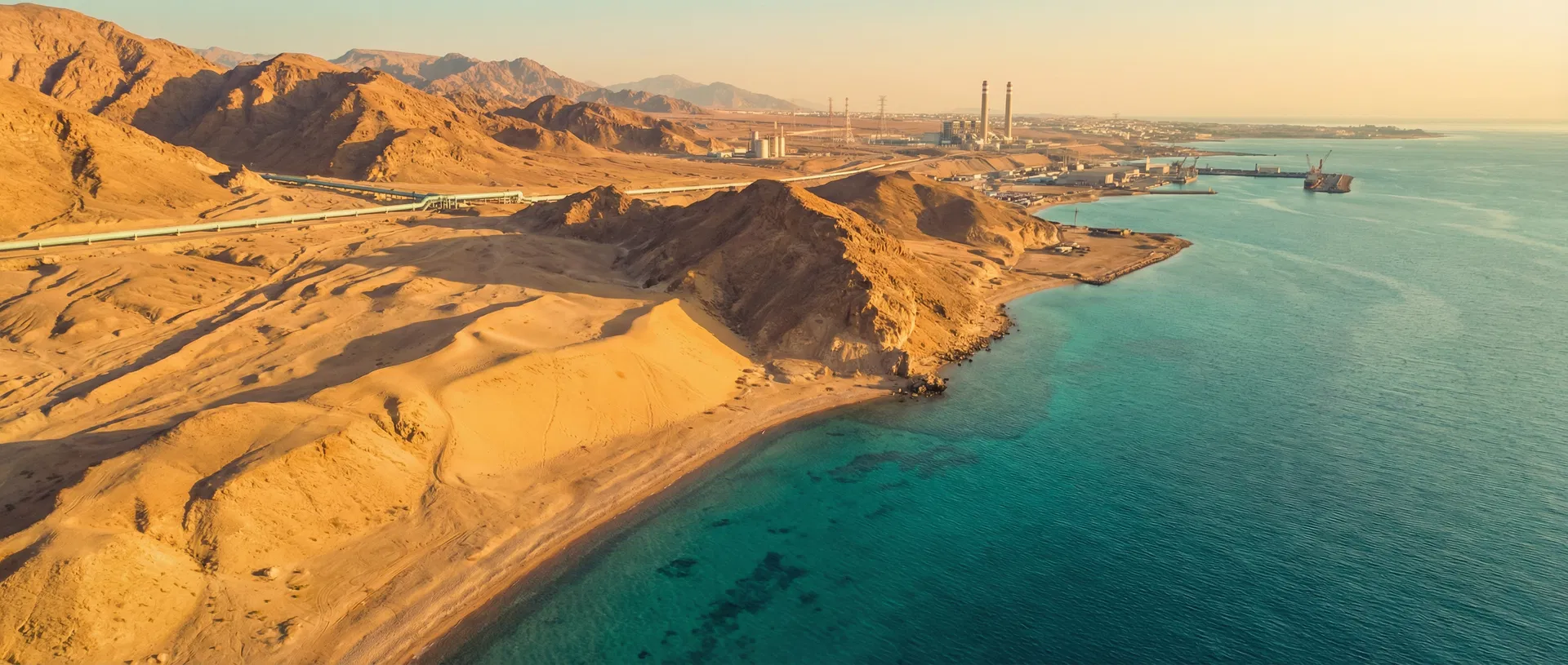 Aqaba coastline where desert meets the Red Sea