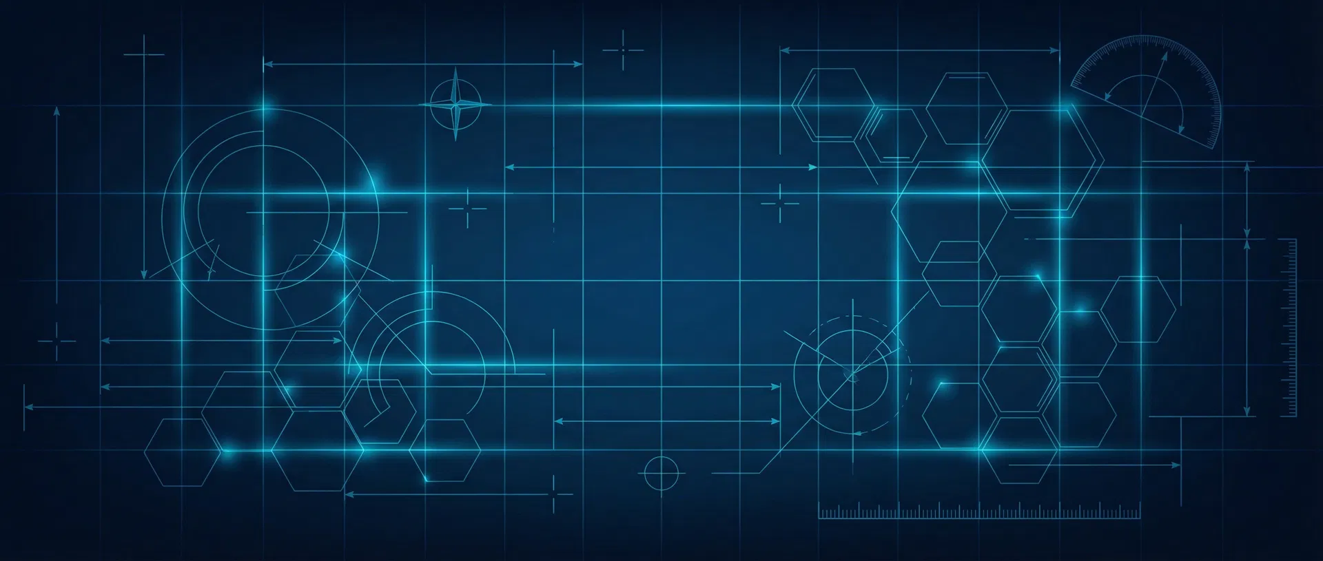 Engineering blueprint background with technical grid lines and schematics