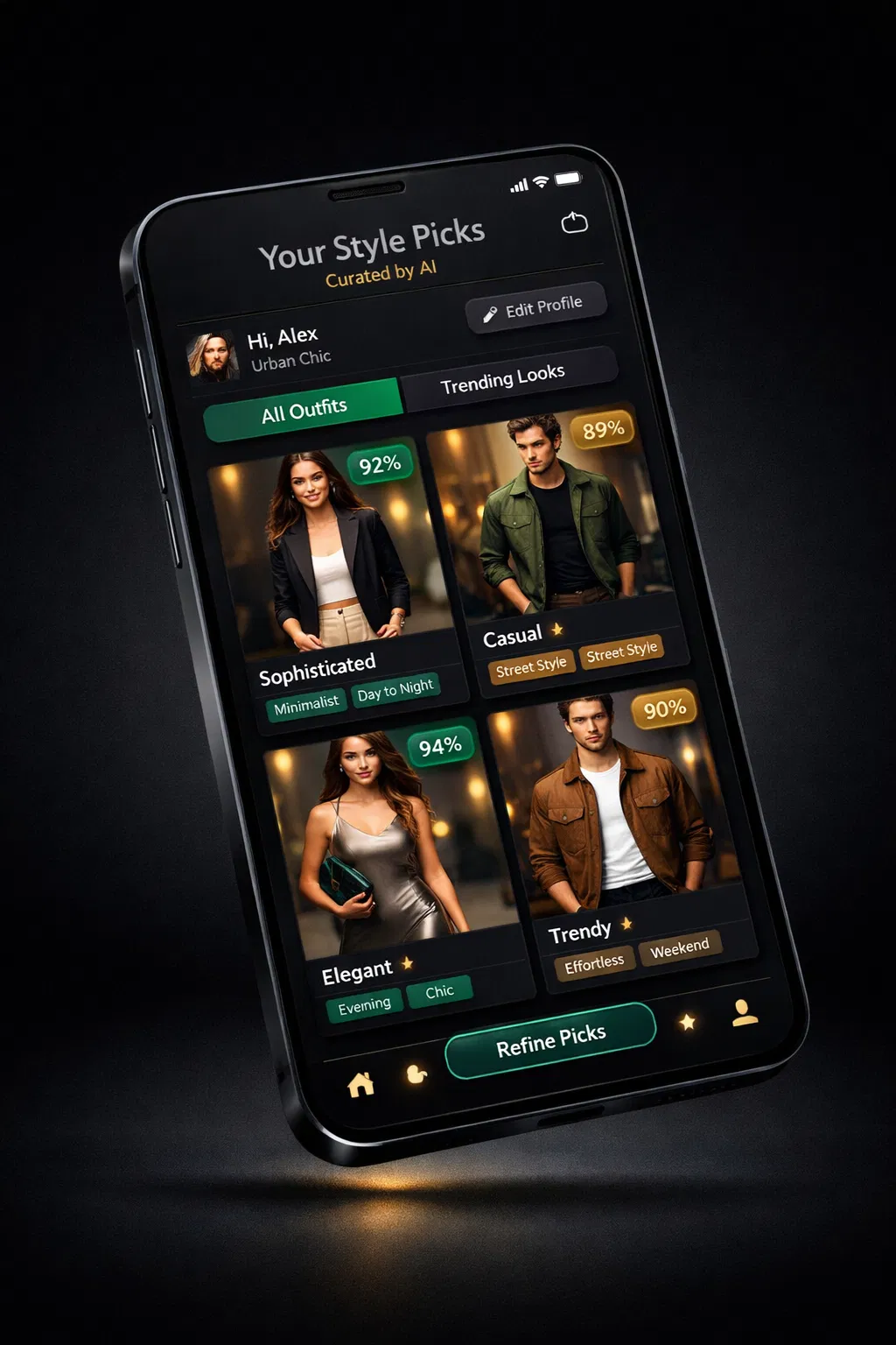 AI-powered style profile interface