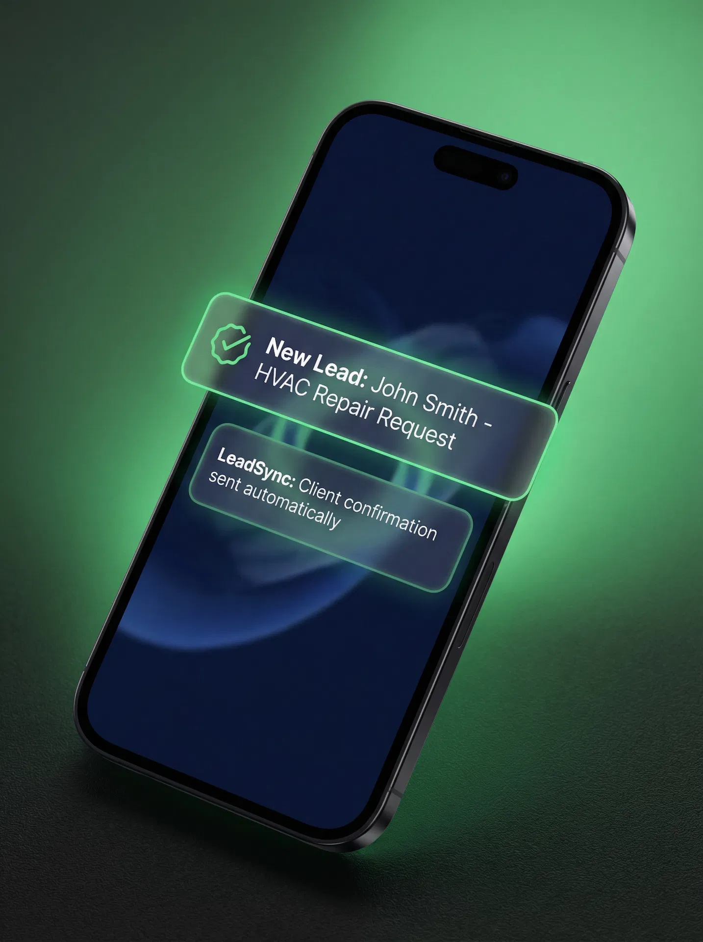 LeadSync real-time notification on smartphone