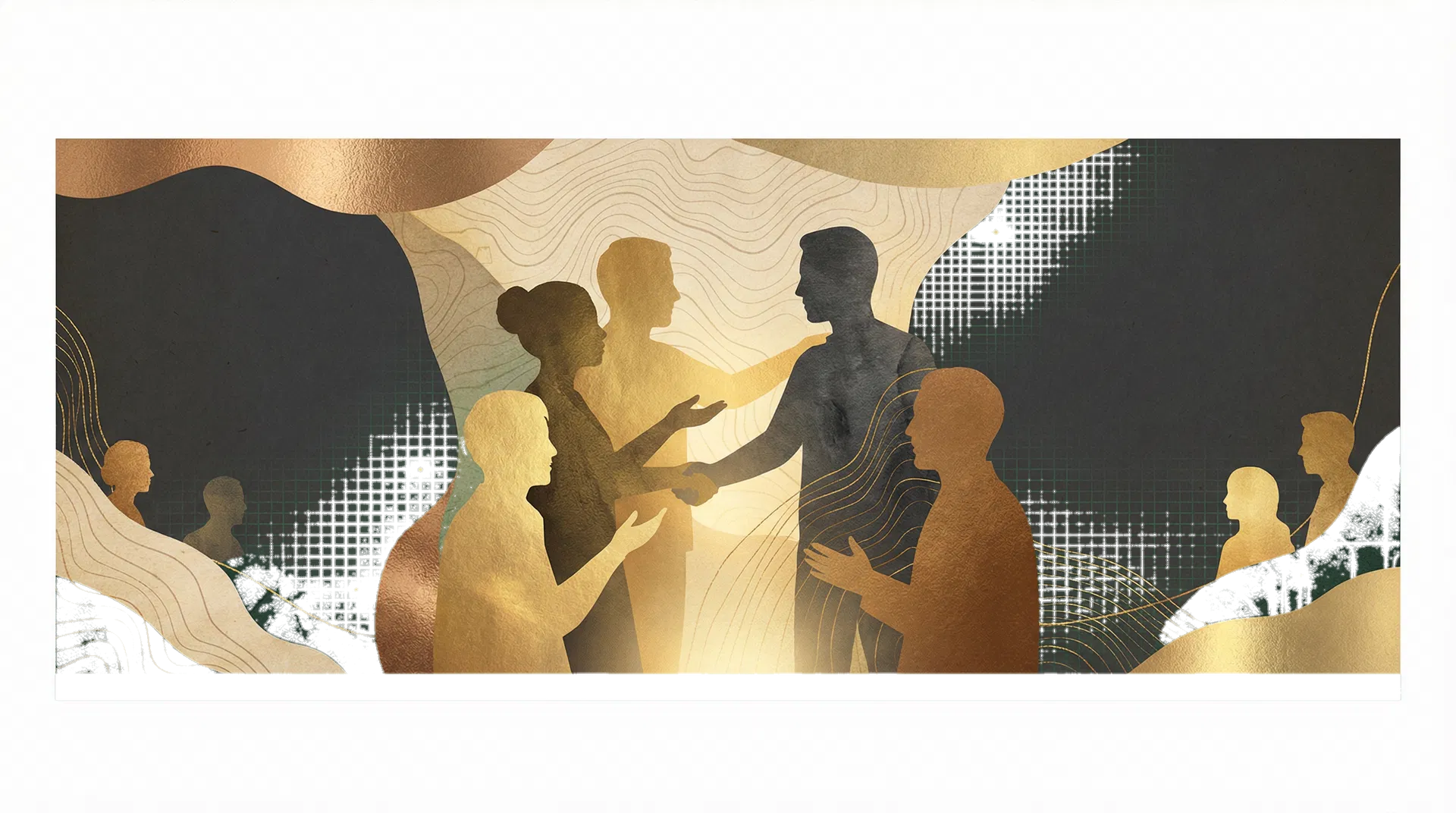 Abstract illustration representing community support and impact in Nigeria