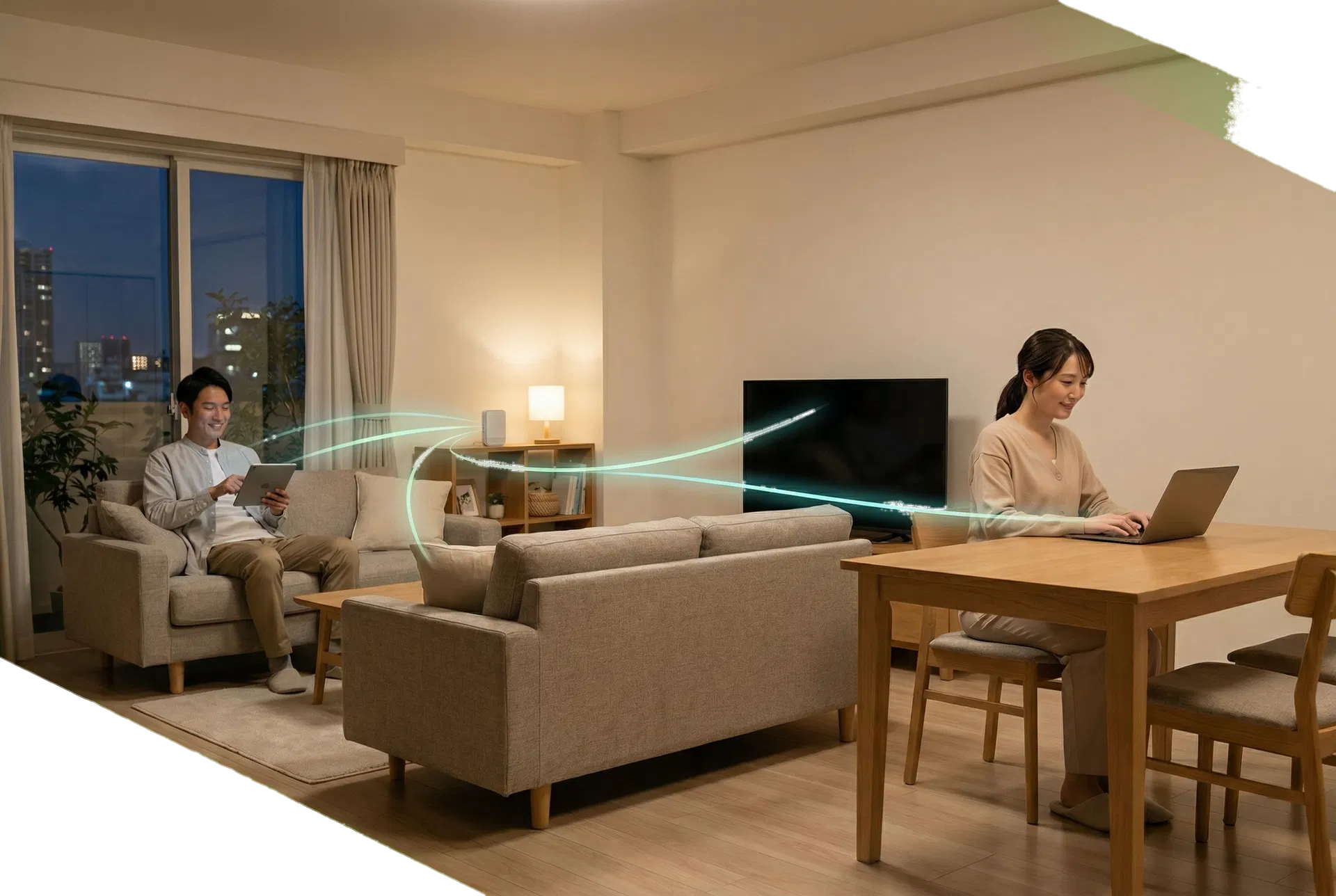 複数の端末で快適にインターネットを使う生活イメージ