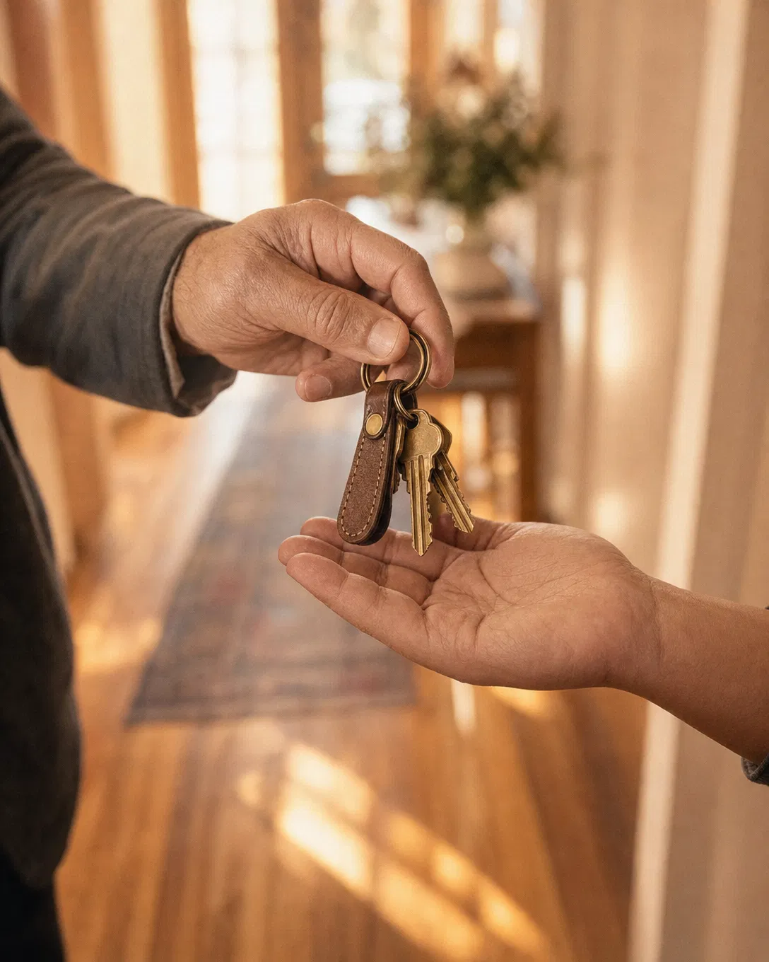 Property manager handing keys to a new tenant