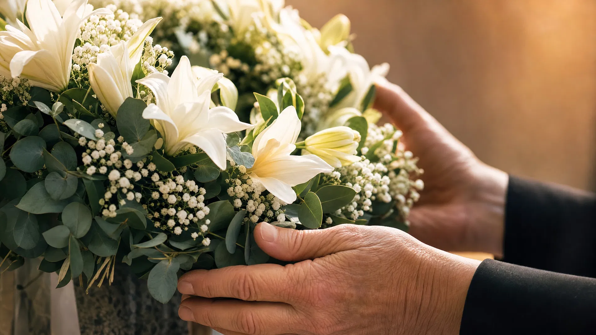 Mãos segurando flores